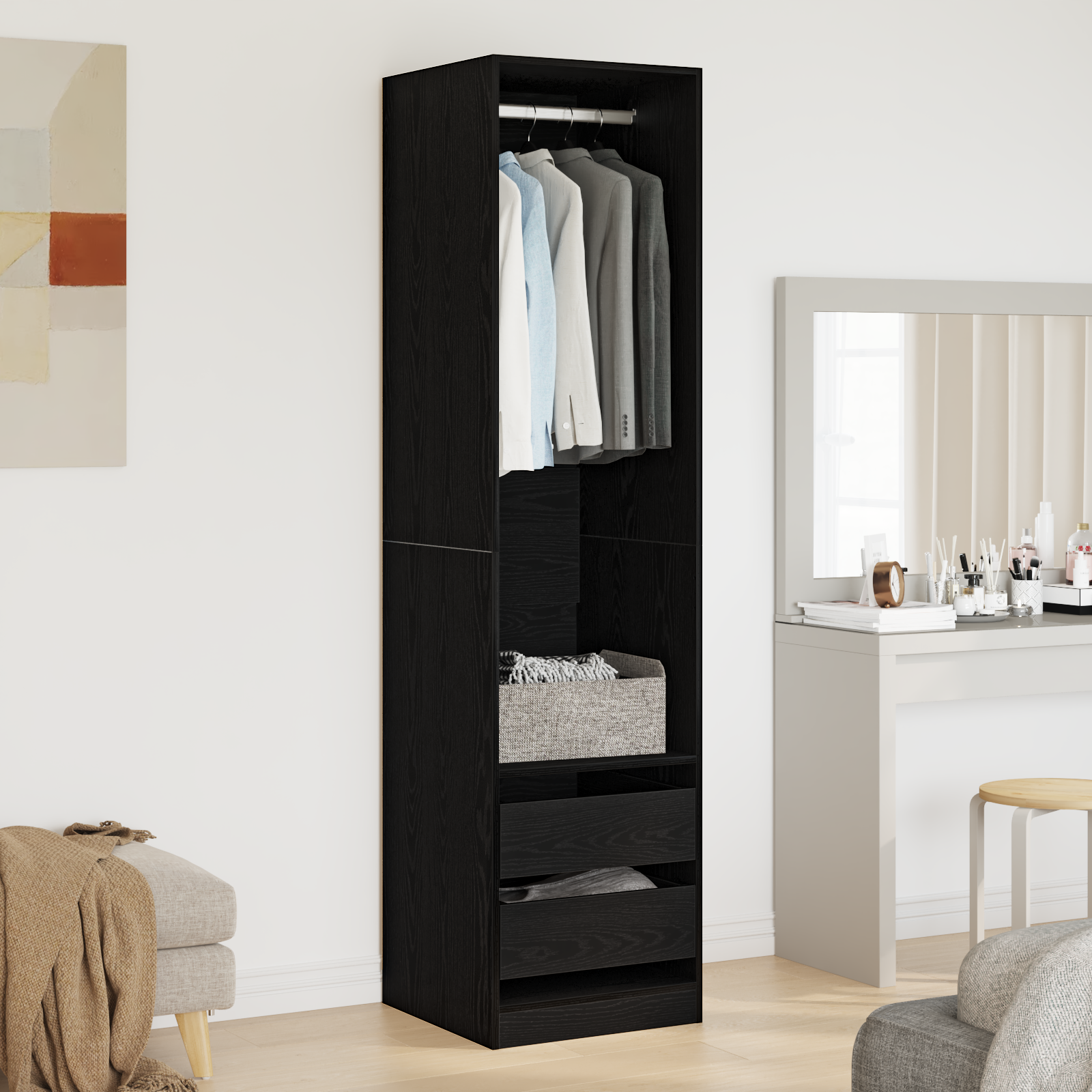 Armoire - Chêne noir, 50 x 50 x 200 cm, Fabriquée en bois