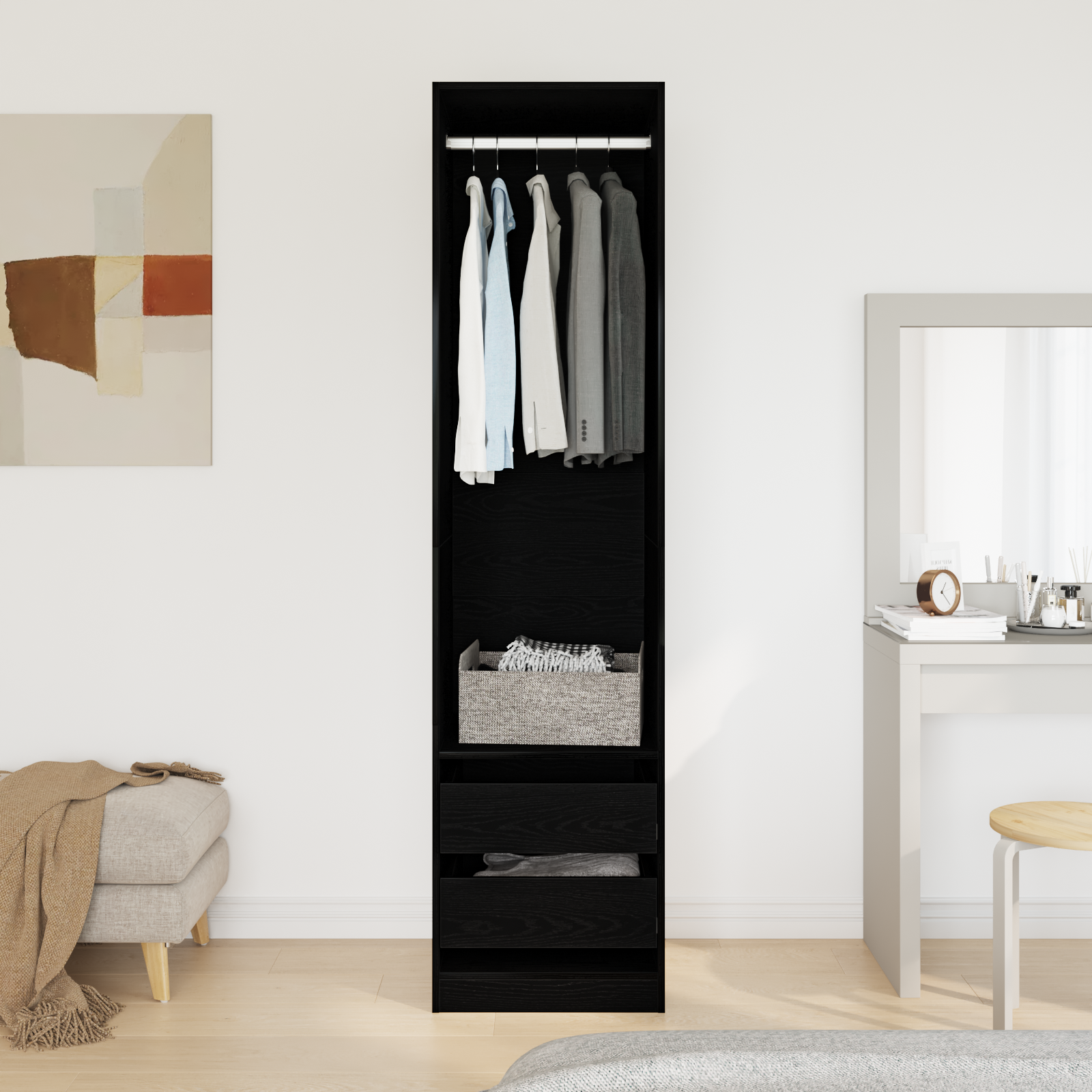 Armoire - Chêne noir, 50 x 50 x 200 cm, Fabriquée en bois