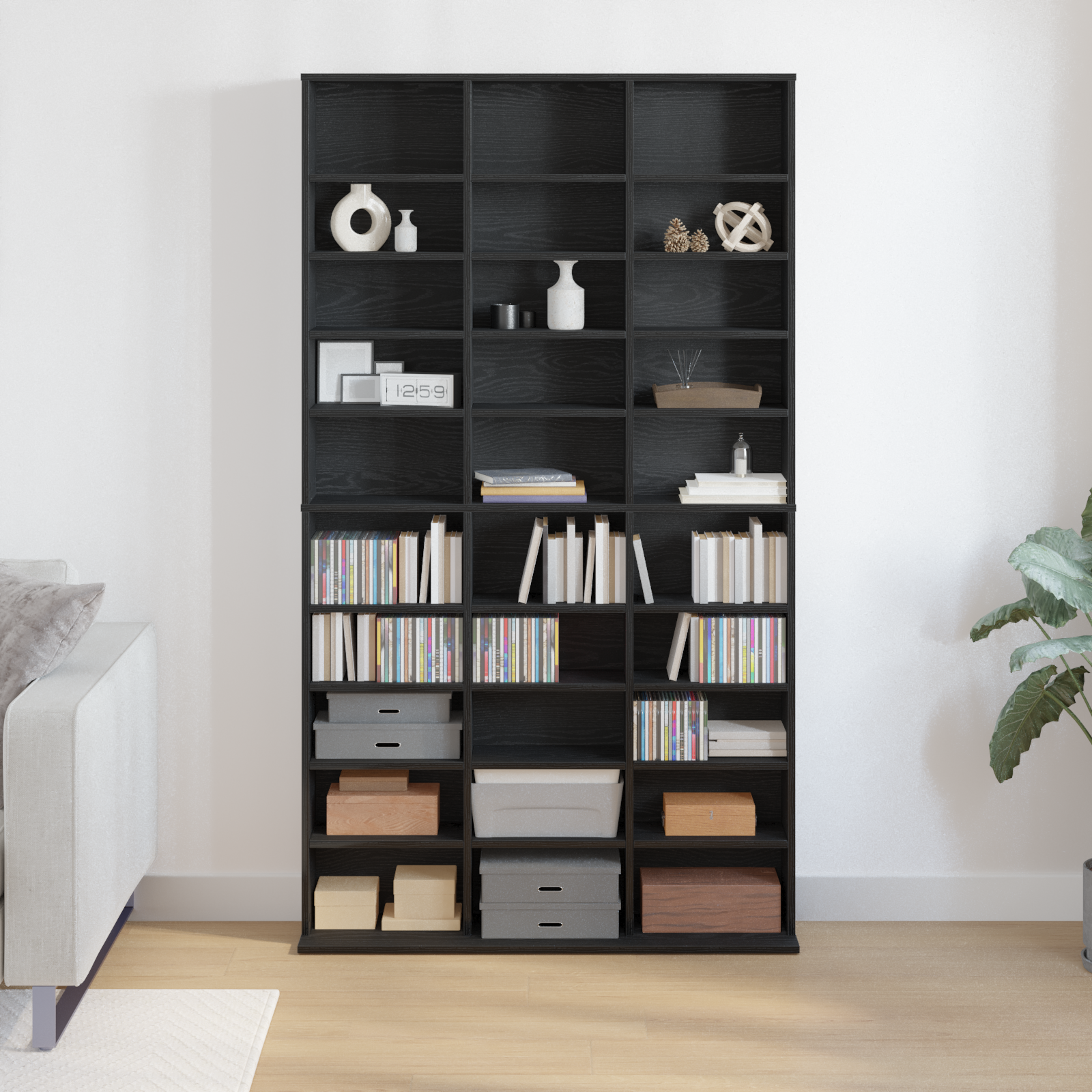 Armoire CD vidaXL en chêne noir 101x23x177,5 cm en bois d'ingénierie