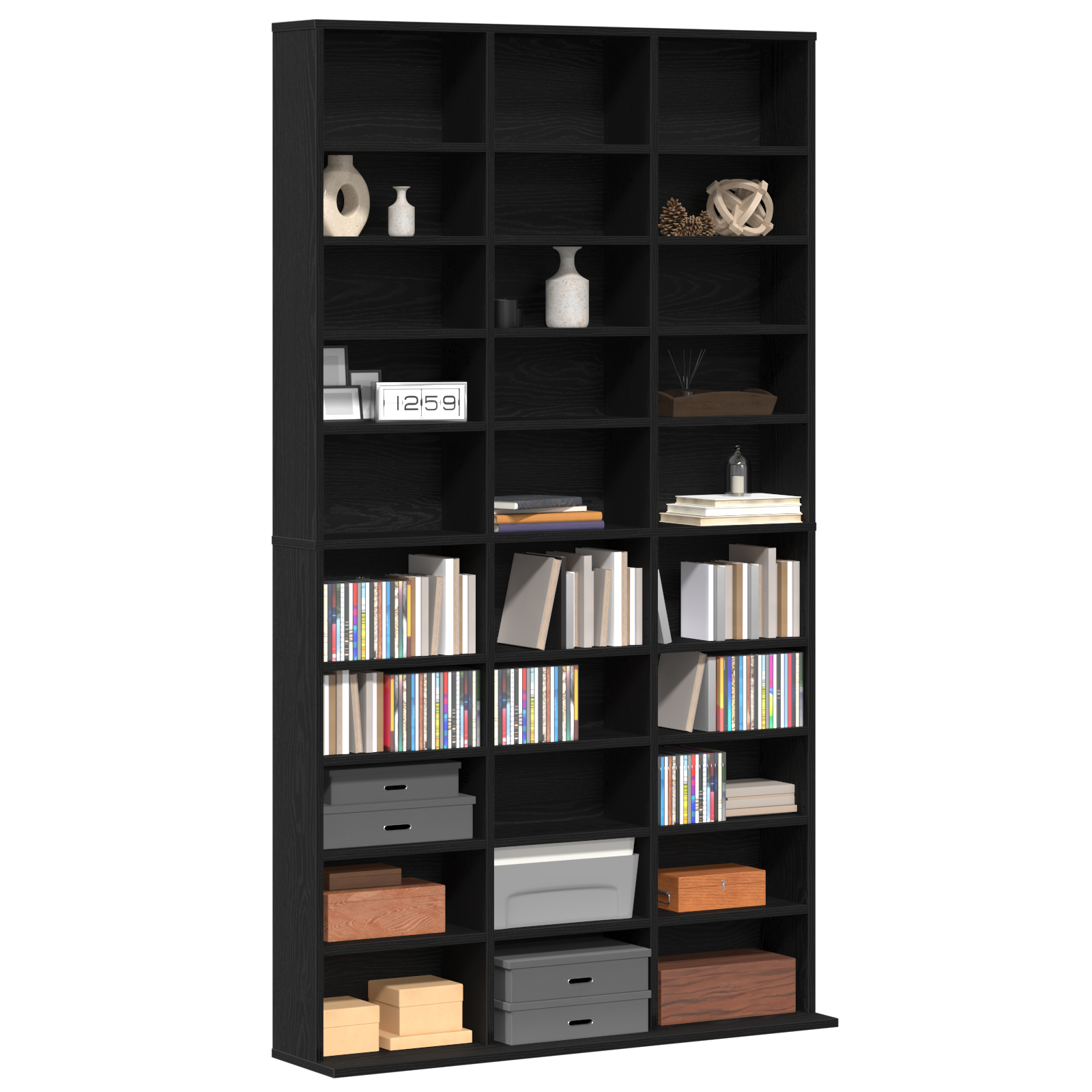 Armoire CD vidaXL en chêne noir 101x23x177,5 cm en bois d'ingénierie