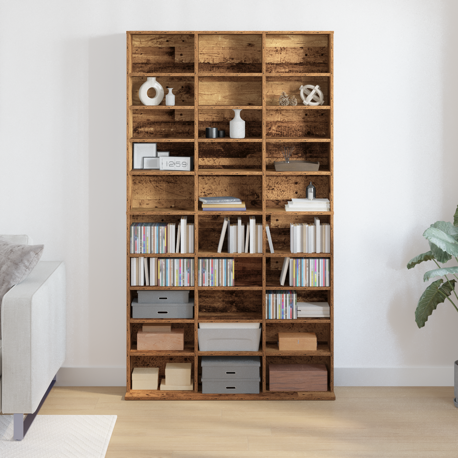 Meuble CD - Bois Vieux - 101x23x177.5 cm - Bois reconstitué XIOS