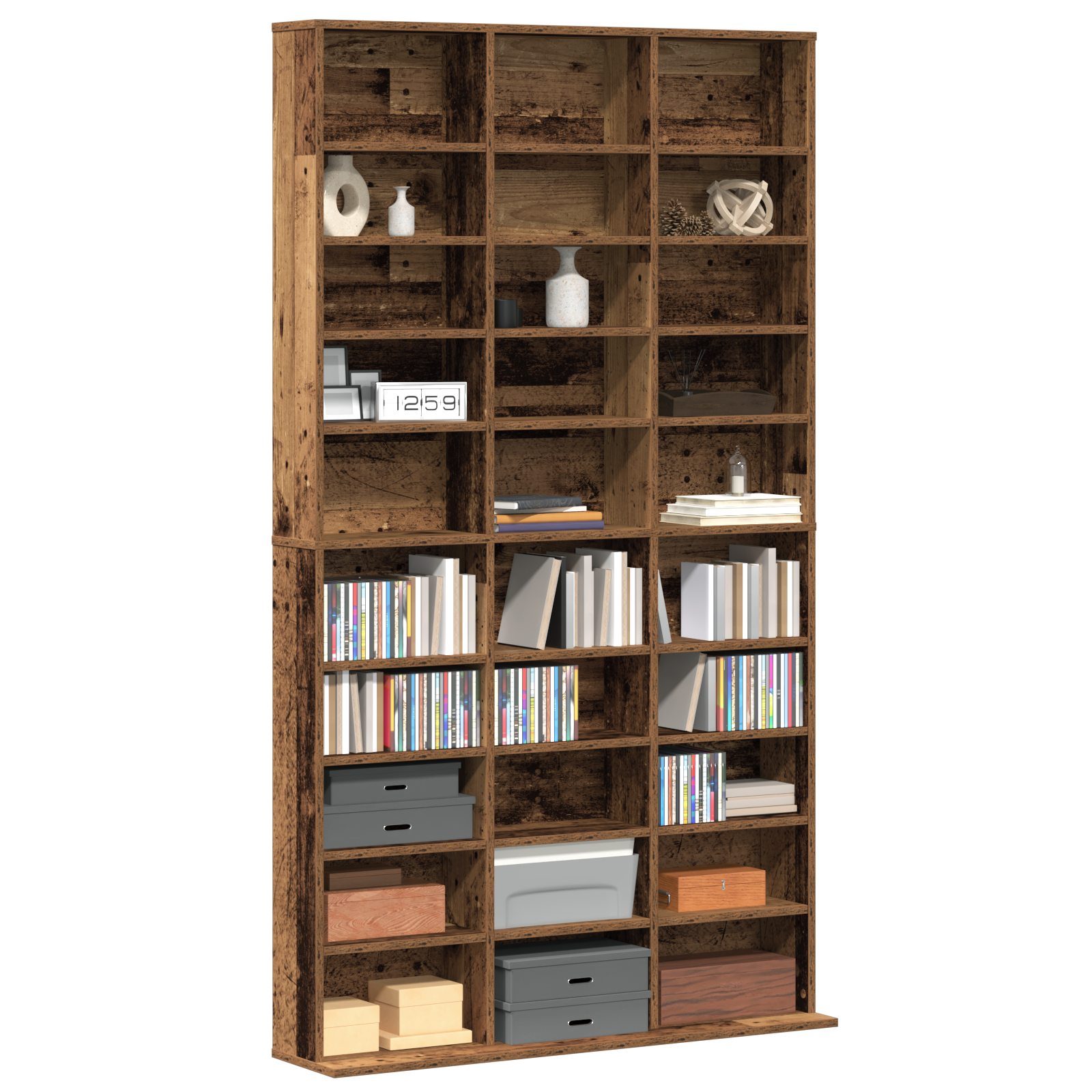 Meuble CD - Bois Vieux - 101x23x177.5 cm - Bois reconstitué XIOS