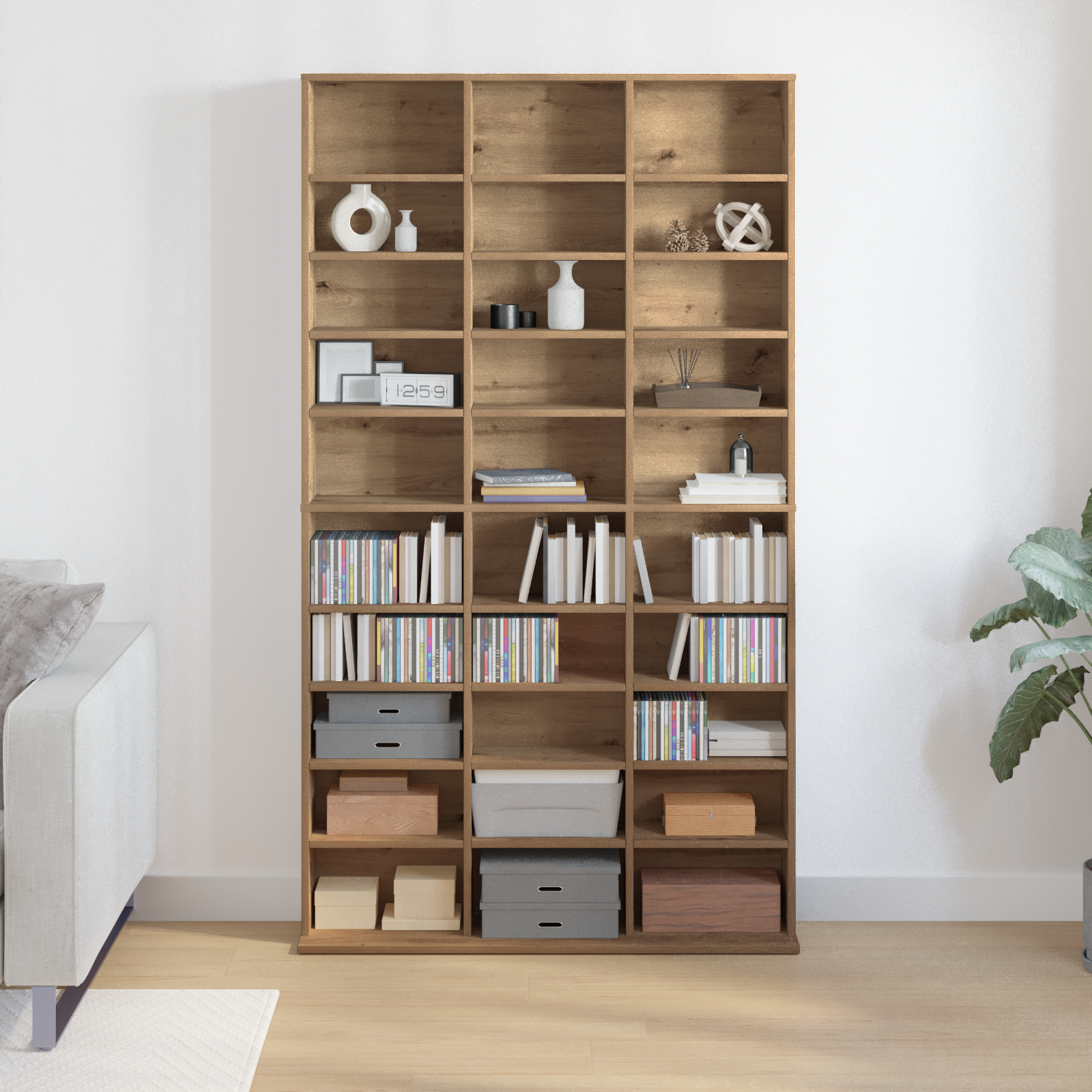 meuble CD en chêne artisanal - 101x23x177.5 cm en bois d'ingénierie XIOS