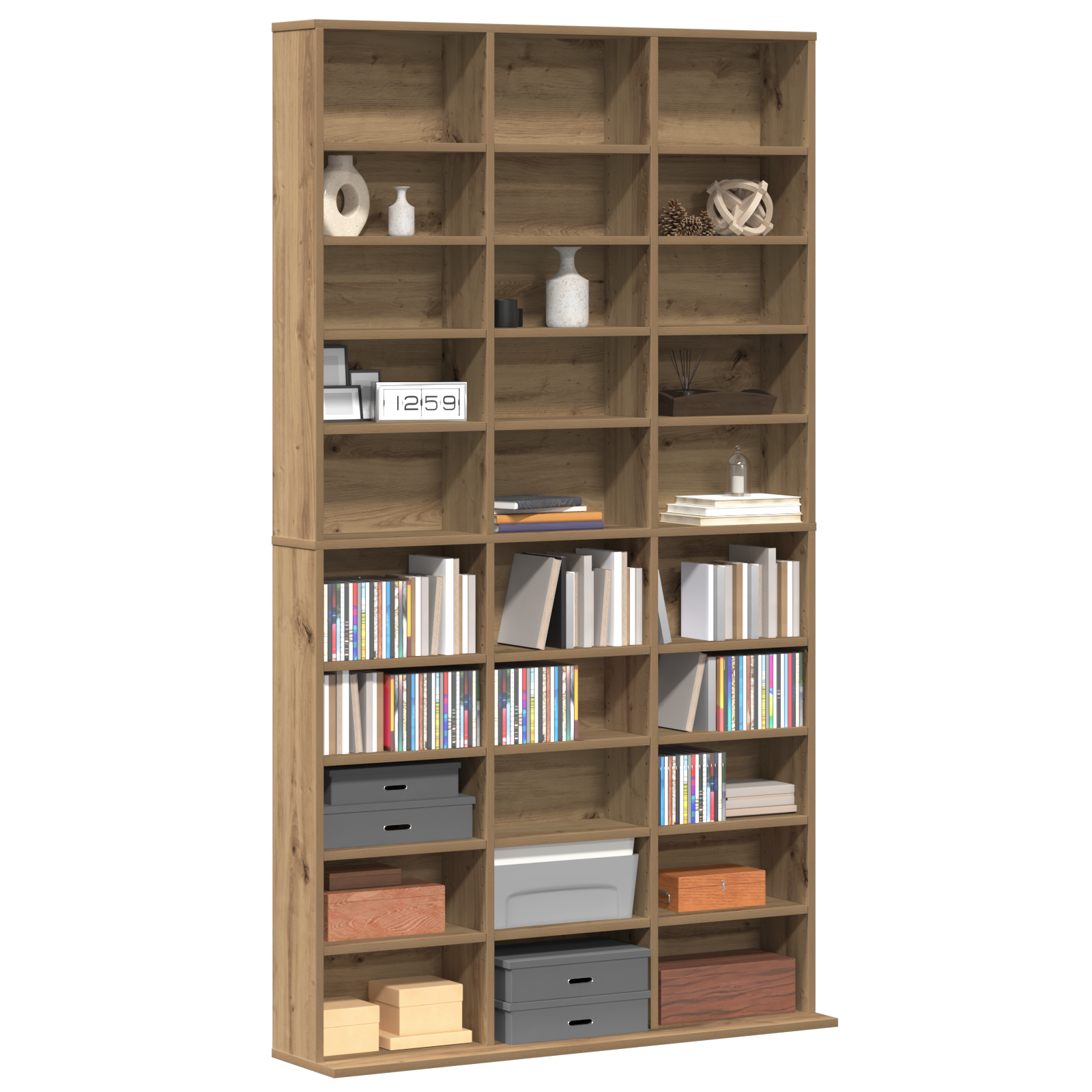 meuble CD en chêne artisanal - 101x23x177.5 cm en bois d'ingénierie XIOS