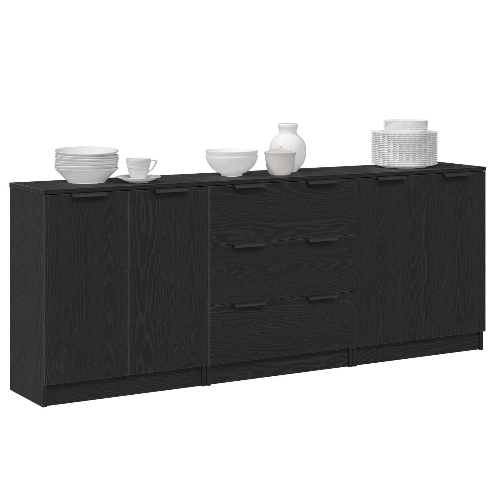 Buffet 3 pcs Chêne noir 180 x 30 x 70 cm Bois d'ingénierie - XIOS