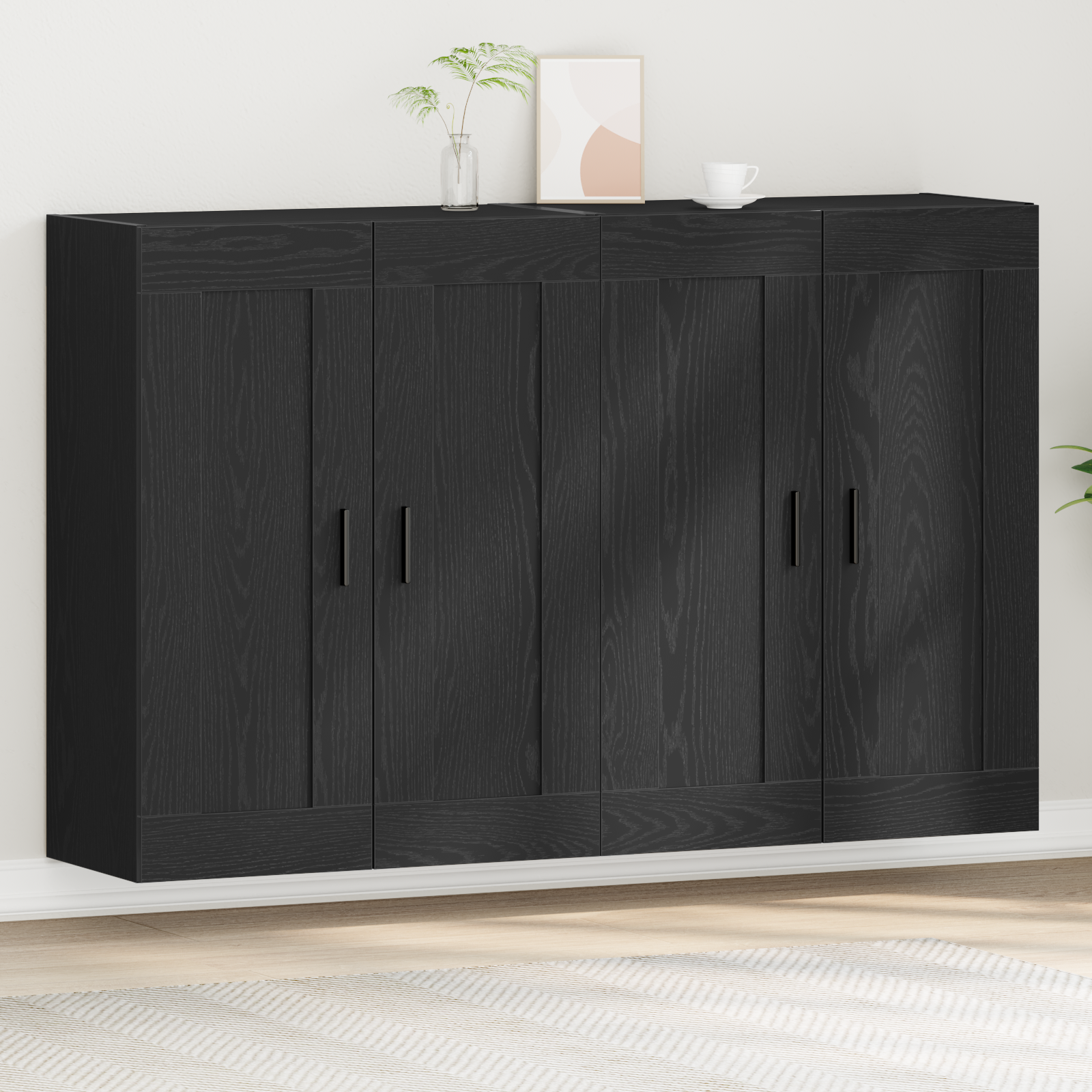 Armoires Murales 2 pcs Chêne Noir Bois Ingénieré