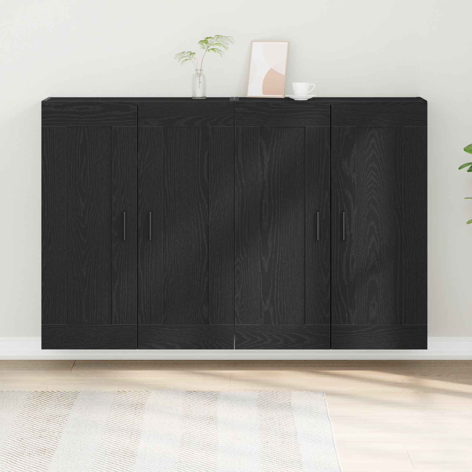 Armoires Murales 2 pcs Chêne Noir Bois Ingénieré