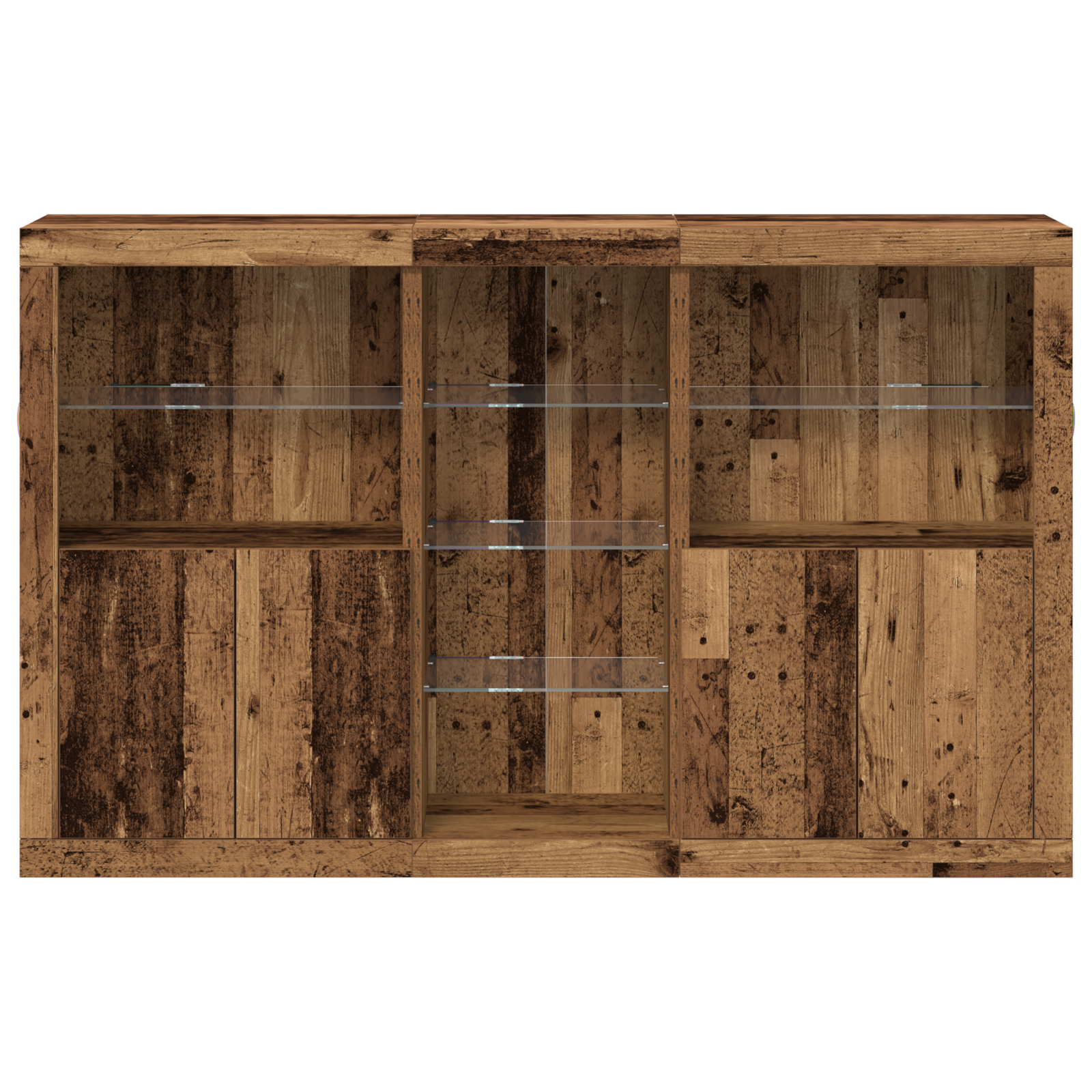 Buffet vidaXL avec lumières LED Bois ancien 162x37x100 cm Bois d'ingénierie