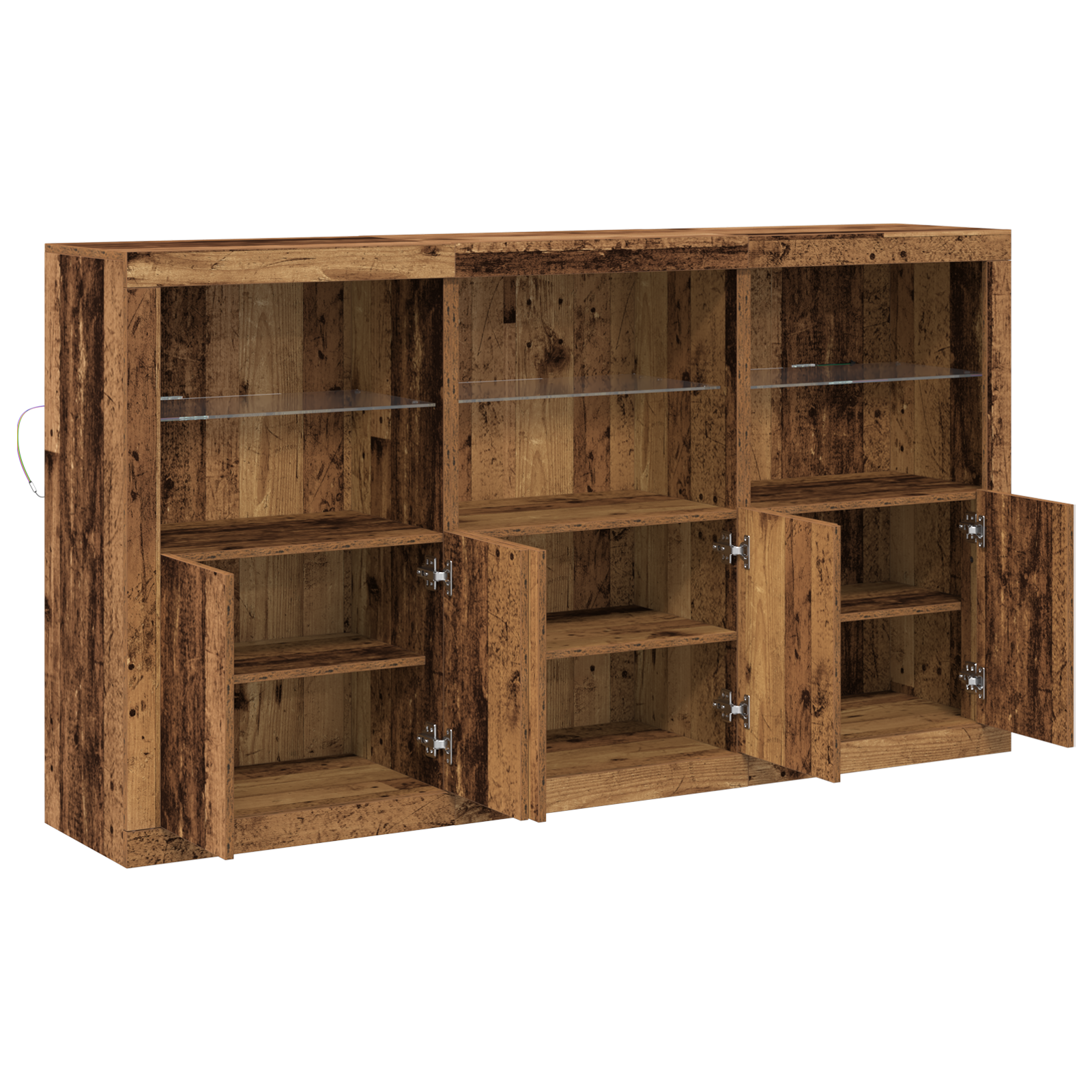 Buffet vidaXL avec lumières LED Bois ancien 162x37x100 cm Bois d'ingénierie