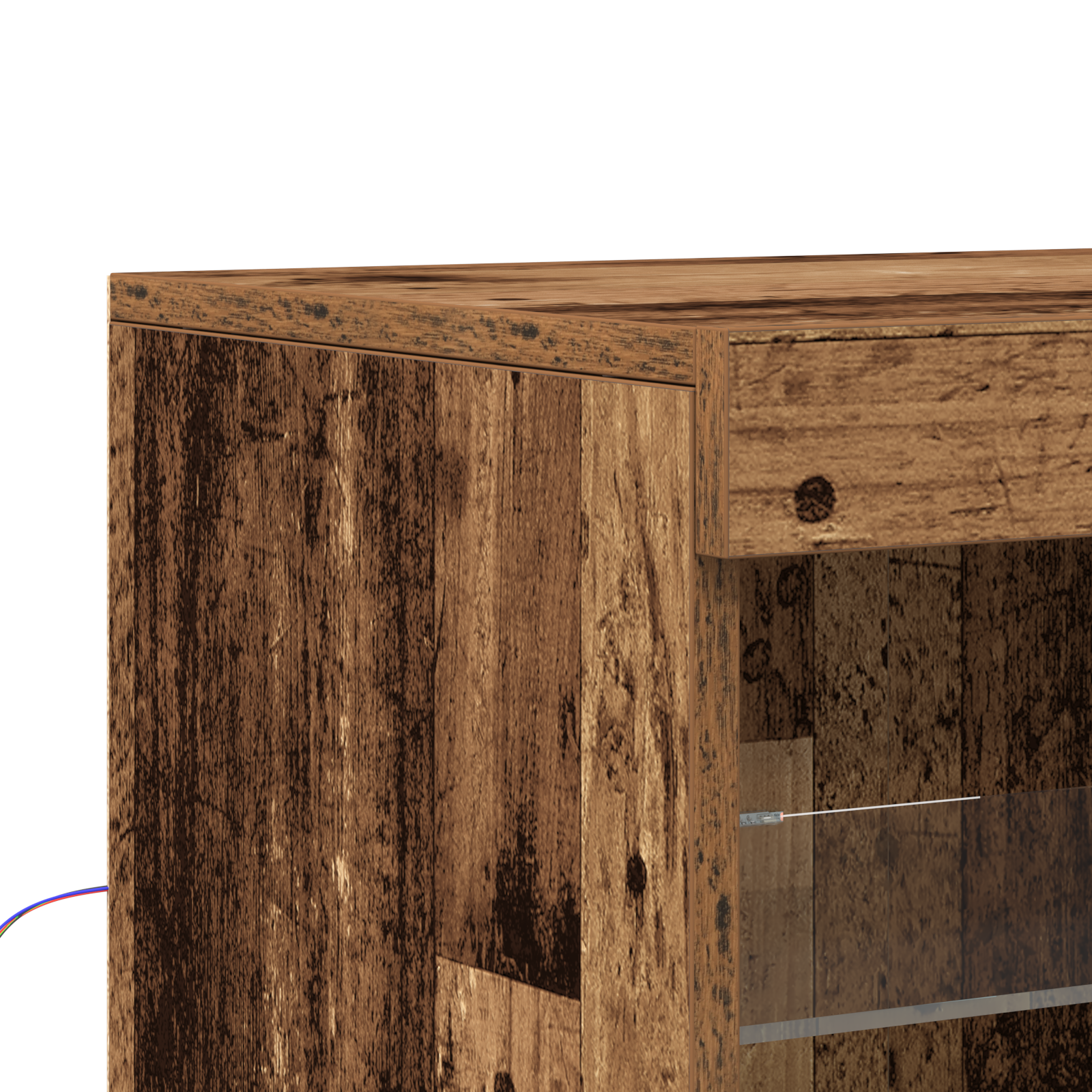 Buffet avec lumières LED Bois vieilli 181.5x37x100 cm Bois d'ingénierie