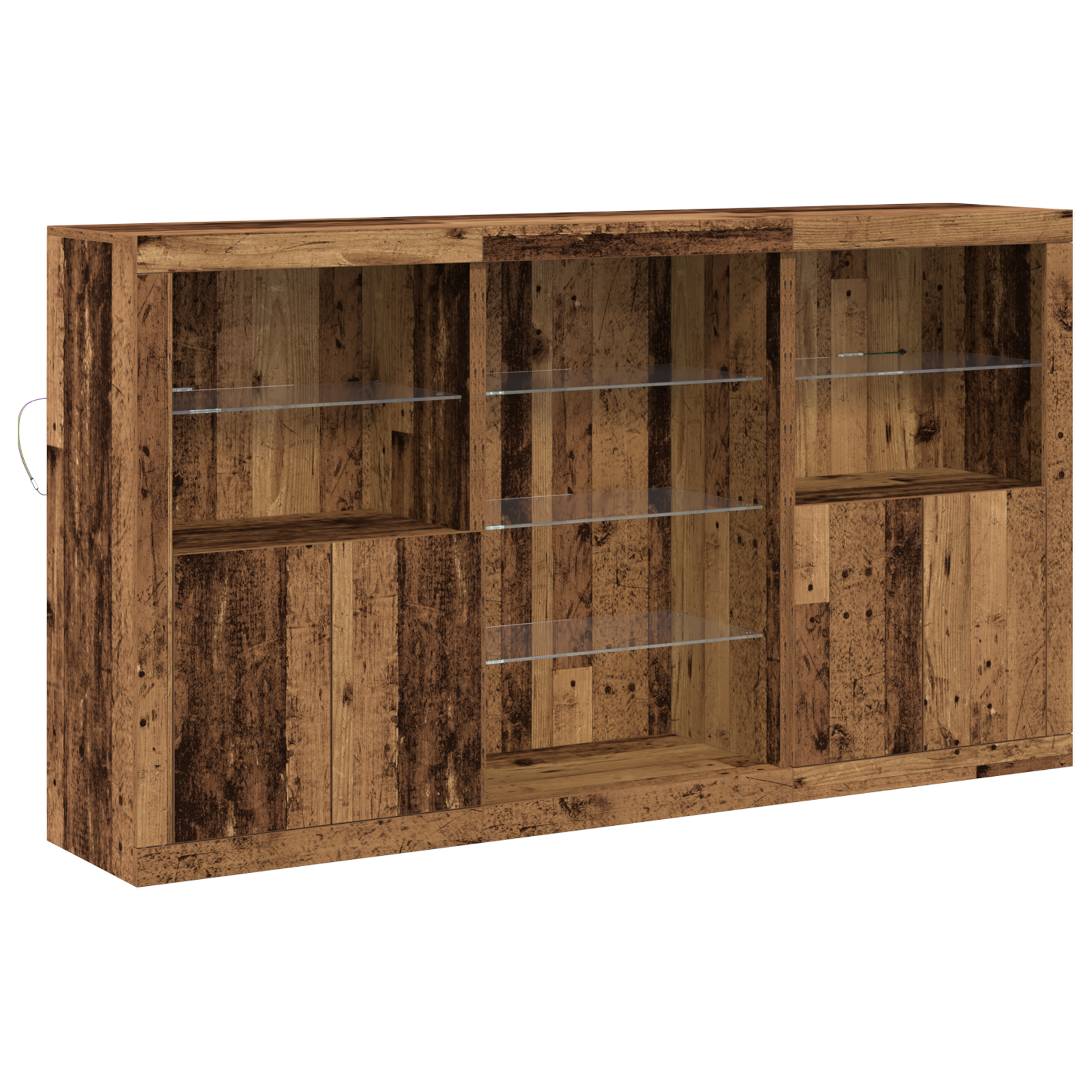 Buffet avec lumières LED Bois vieilli 181.5x37x100 cm Bois d'ingénierie