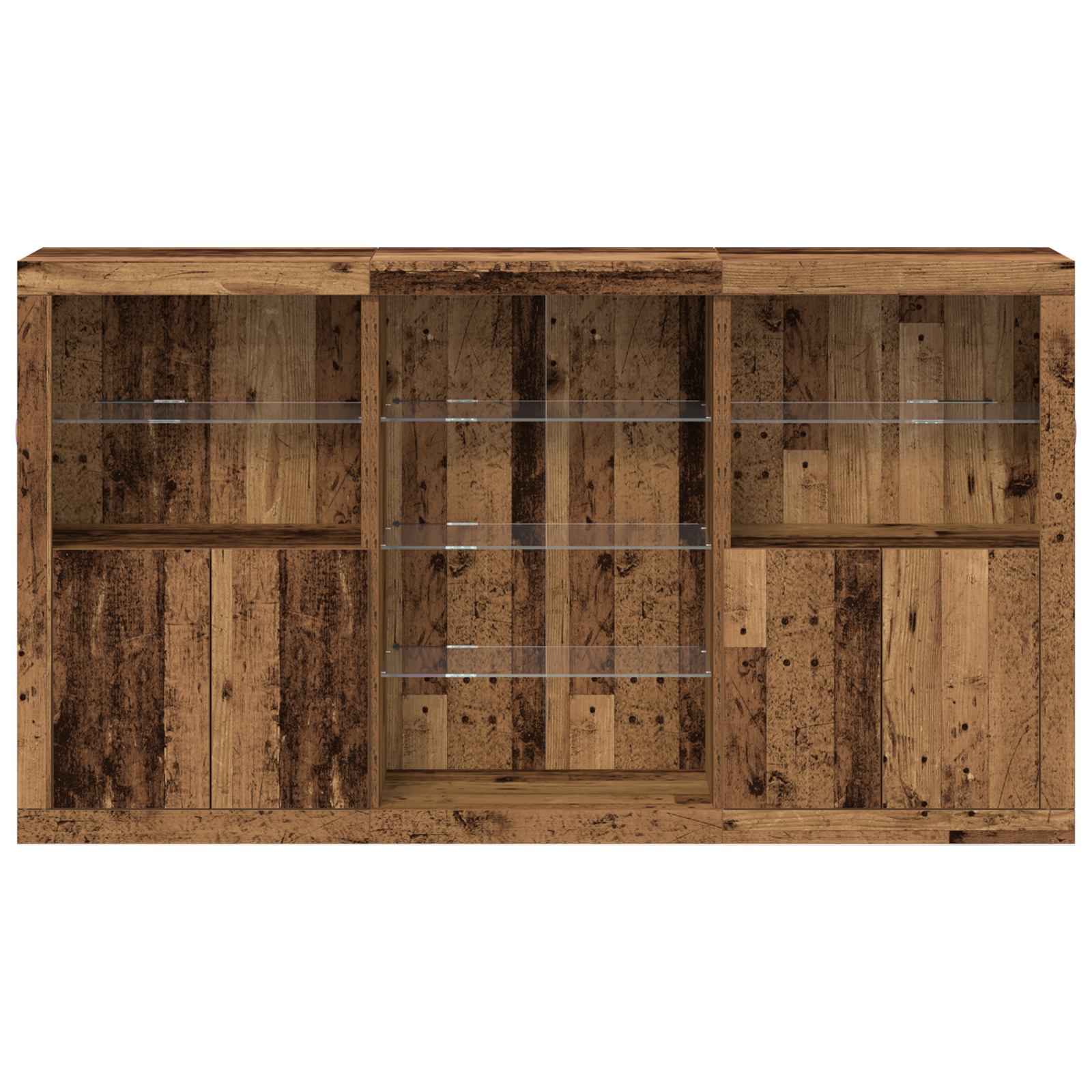 Buffet avec lumières LED Bois vieilli 181.5x37x100 cm Bois d'ingénierie