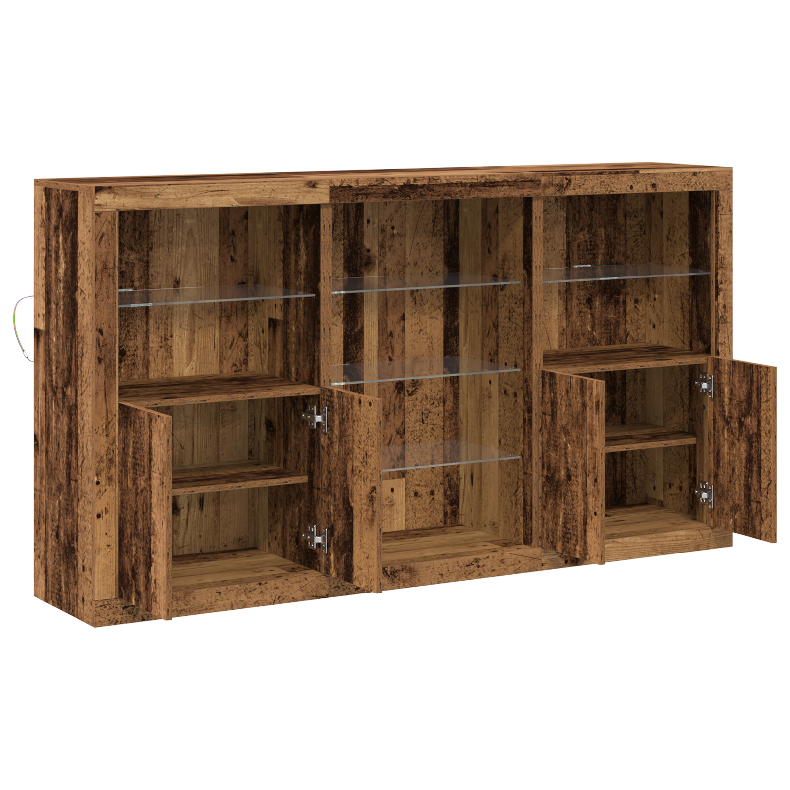 Buffet avec lumières LED Bois vieilli 181.5x37x100 cm Bois d'ingénierie