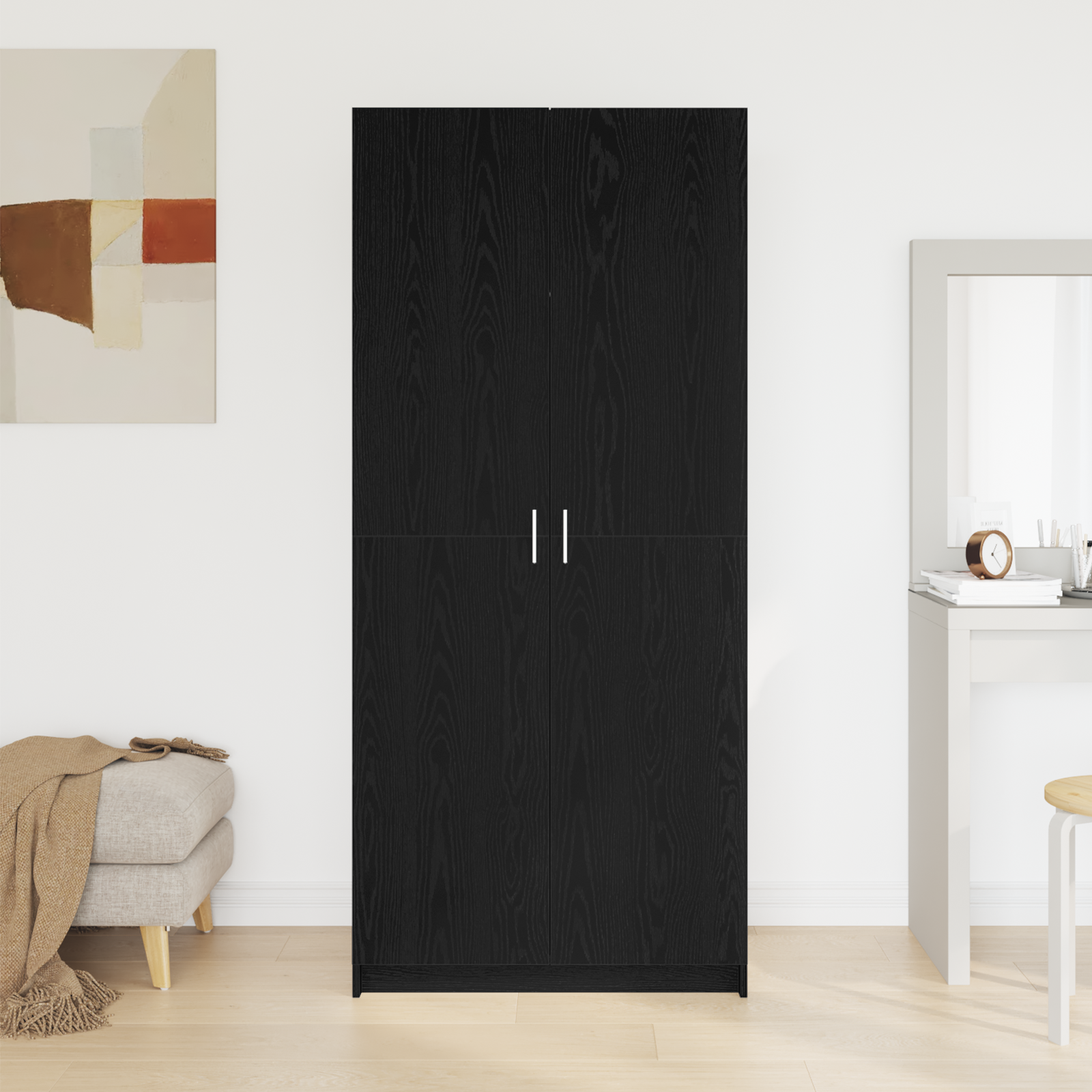 Armoire Noir Chêne 80x51x180 cm Bois d'ingénierie