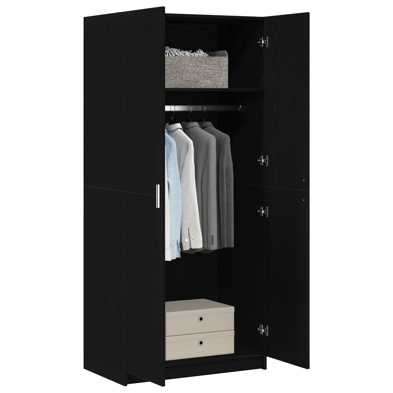 Armoire Noir Chêne 80x51x180 cm Bois d'ingénierie