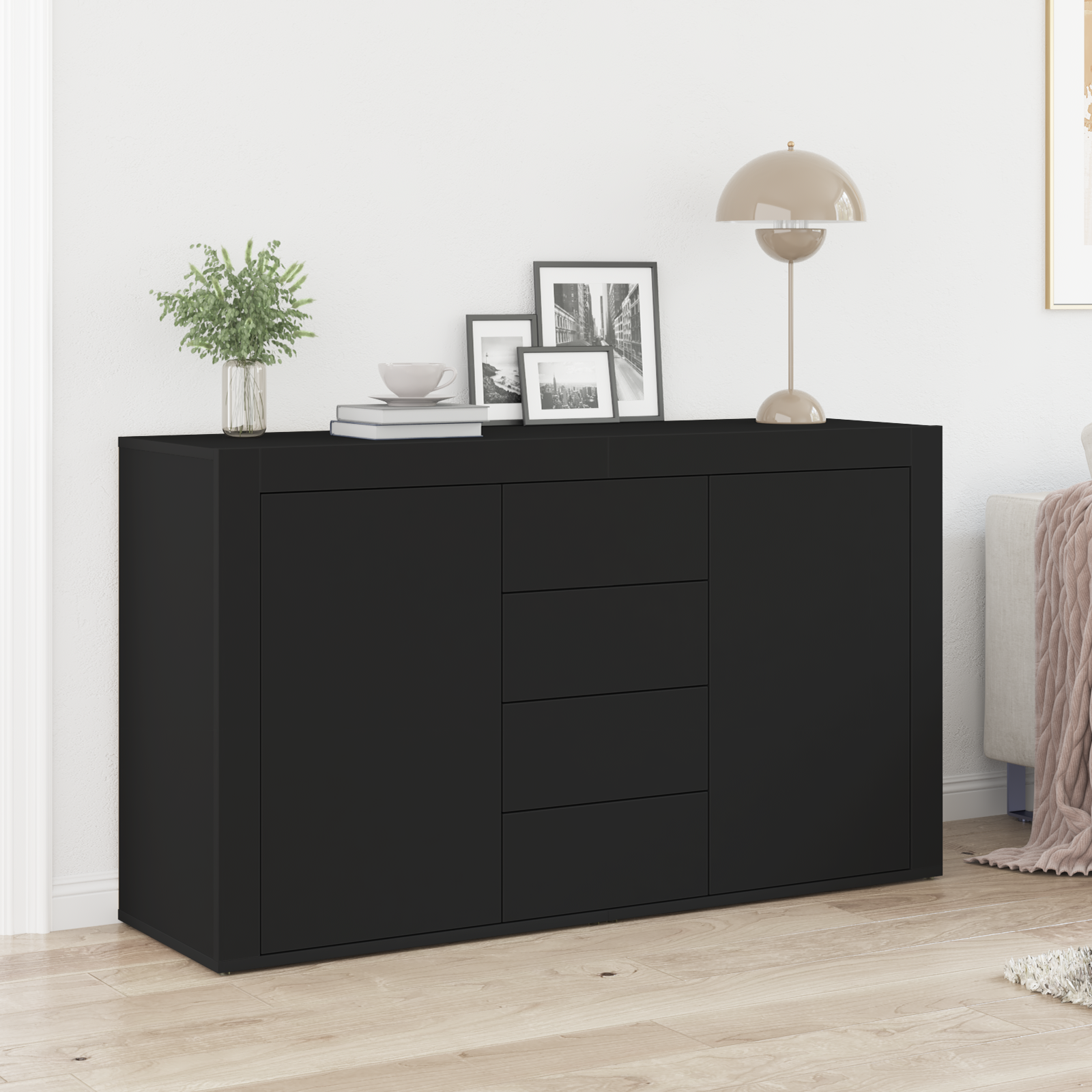 Buffet vidaXL Noir Bois d'ingénierie 120 x 36 x 69 cm Rangement Buffet