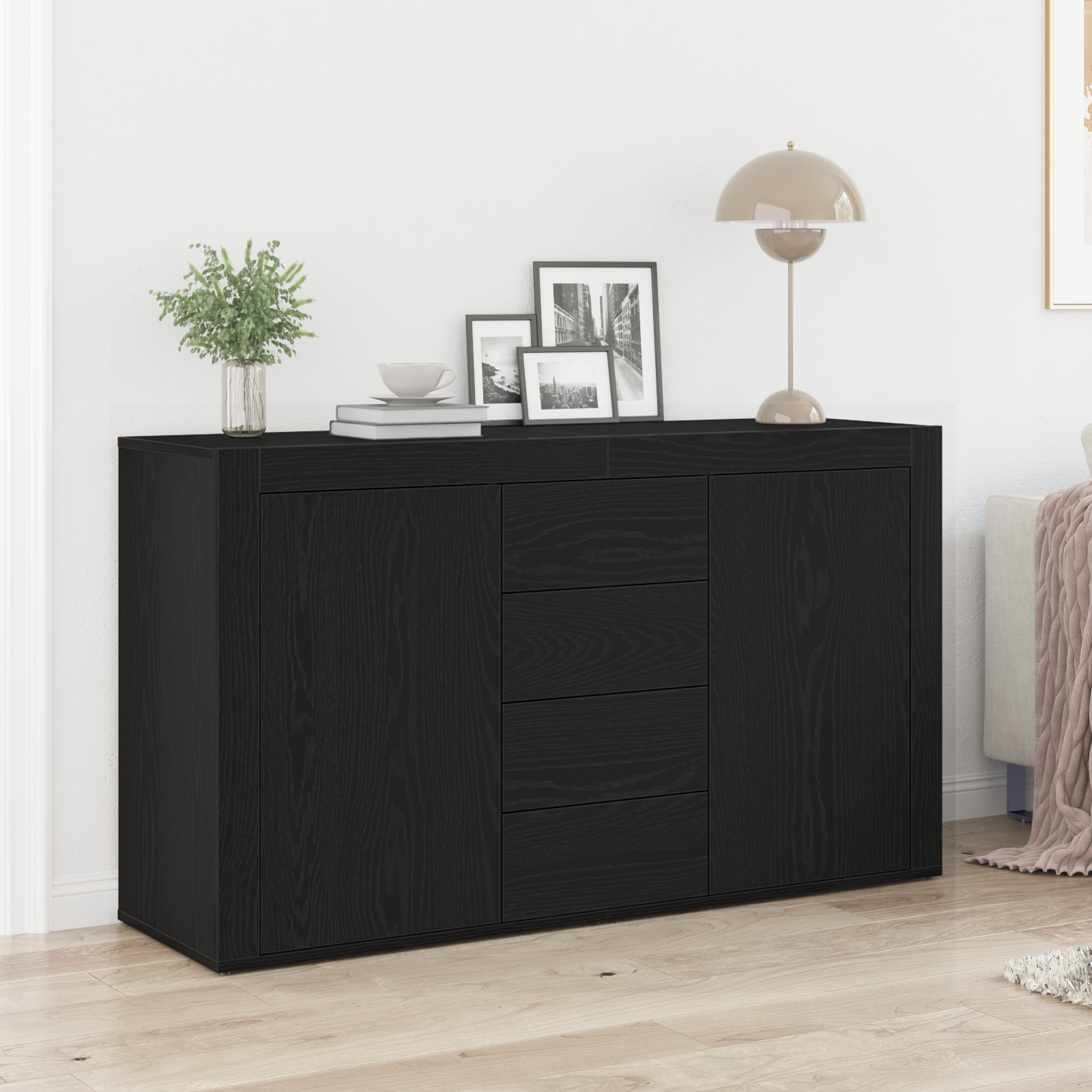 Buffet Chêne noir Bois d'ingénierie 120 x 36 x 69 cm Rangement