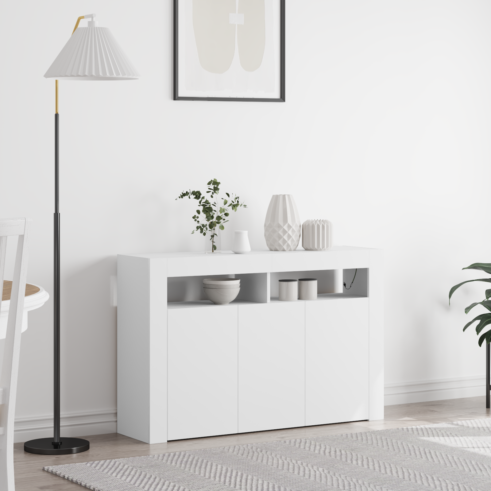 Buffet Blanc Blanc Bois d'ingénierie 116 x 30 x 75 cm Moderne