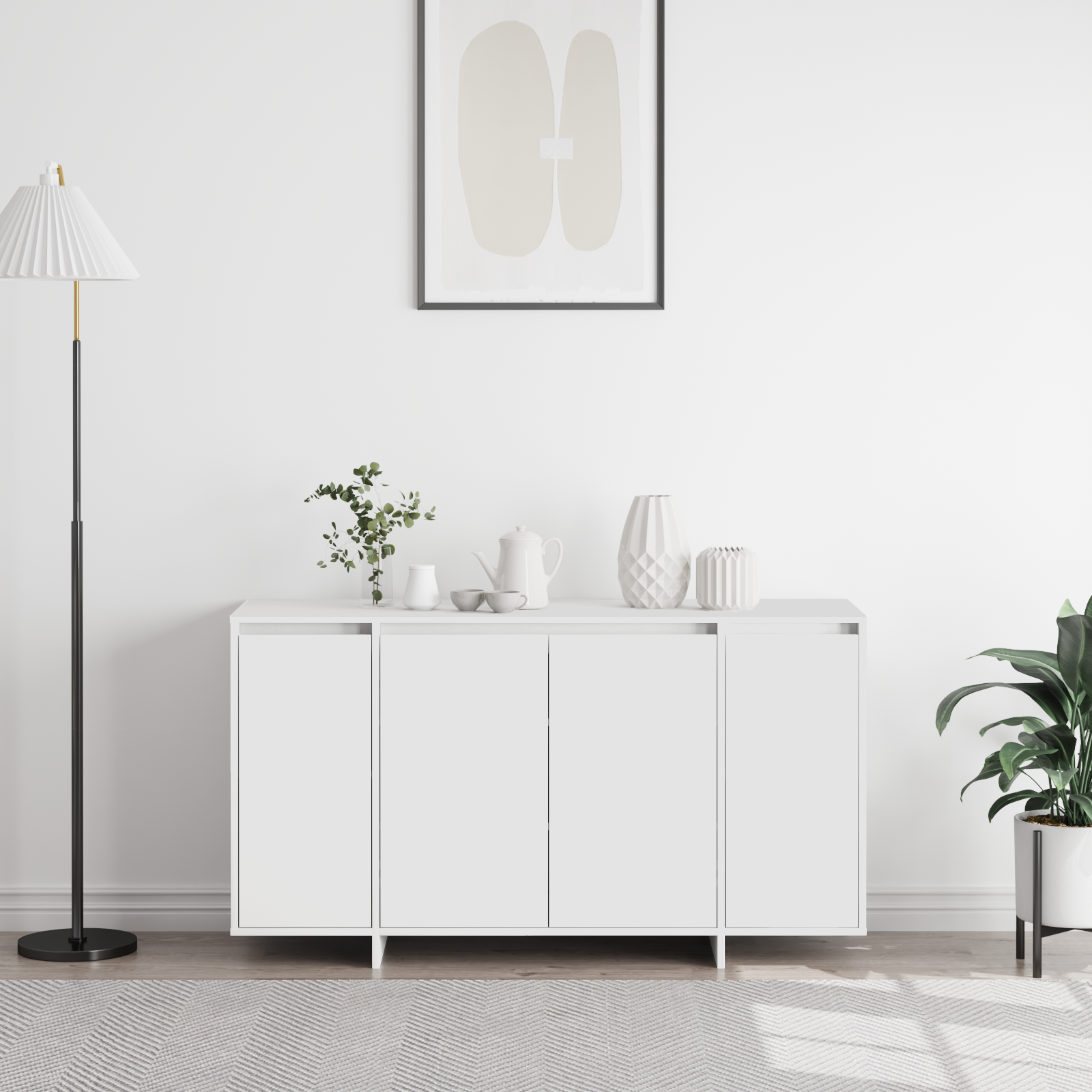 buffet blanc Blanc Bois 135 x 41 x 75 cm Buffet blanc