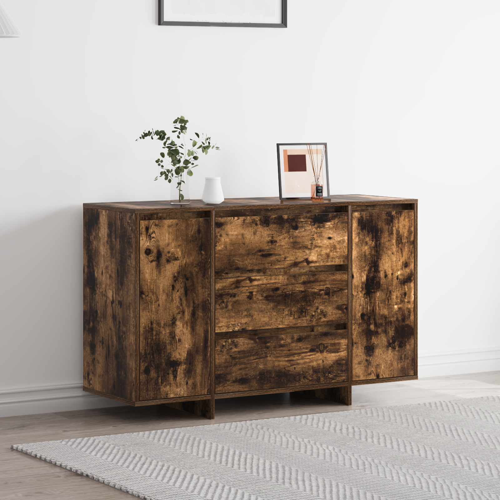 Buffet Chêne Fumé 120x41x75 cm Bois d'Ingénierie