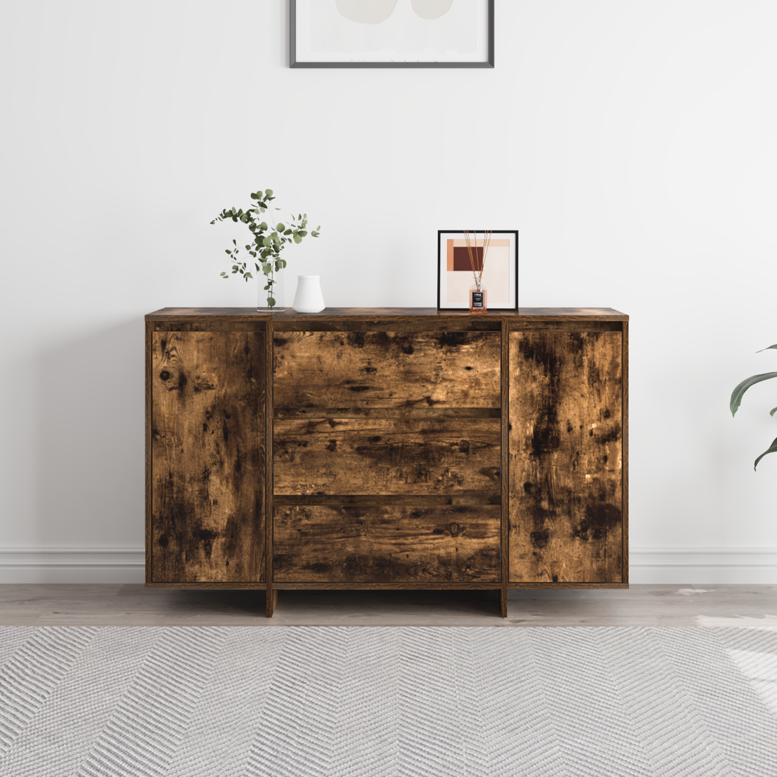 Buffet Chêne Fumé 120x41x75 cm Bois d'Ingénierie