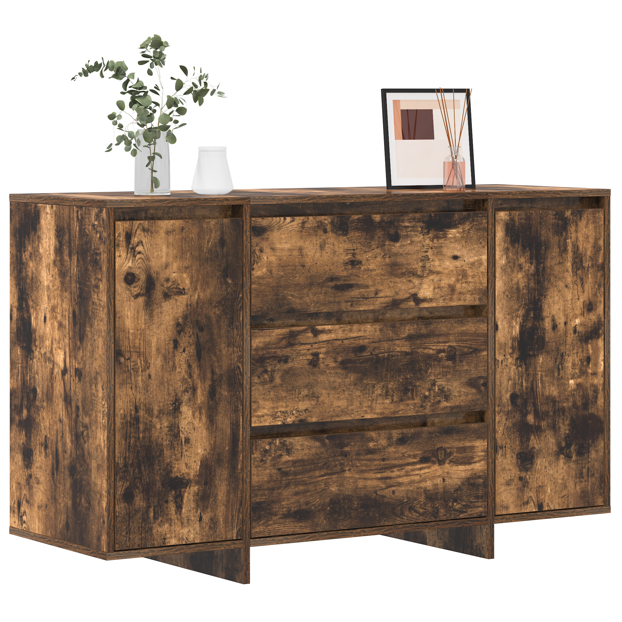Buffet Chêne Fumé 120x41x75 cm Bois d'Ingénierie
