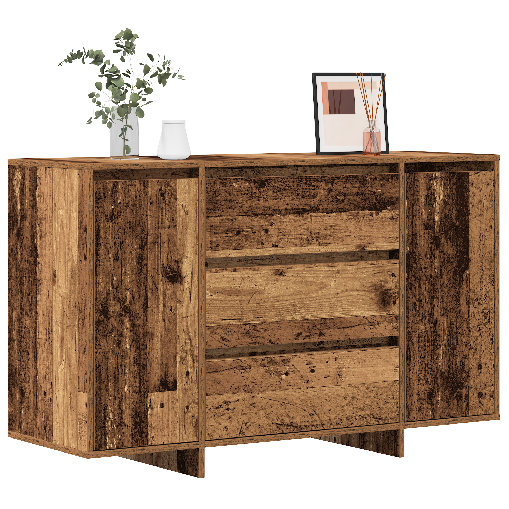 Buffet en bois vieilli 120x41x75 cm en bois d'ingénierie