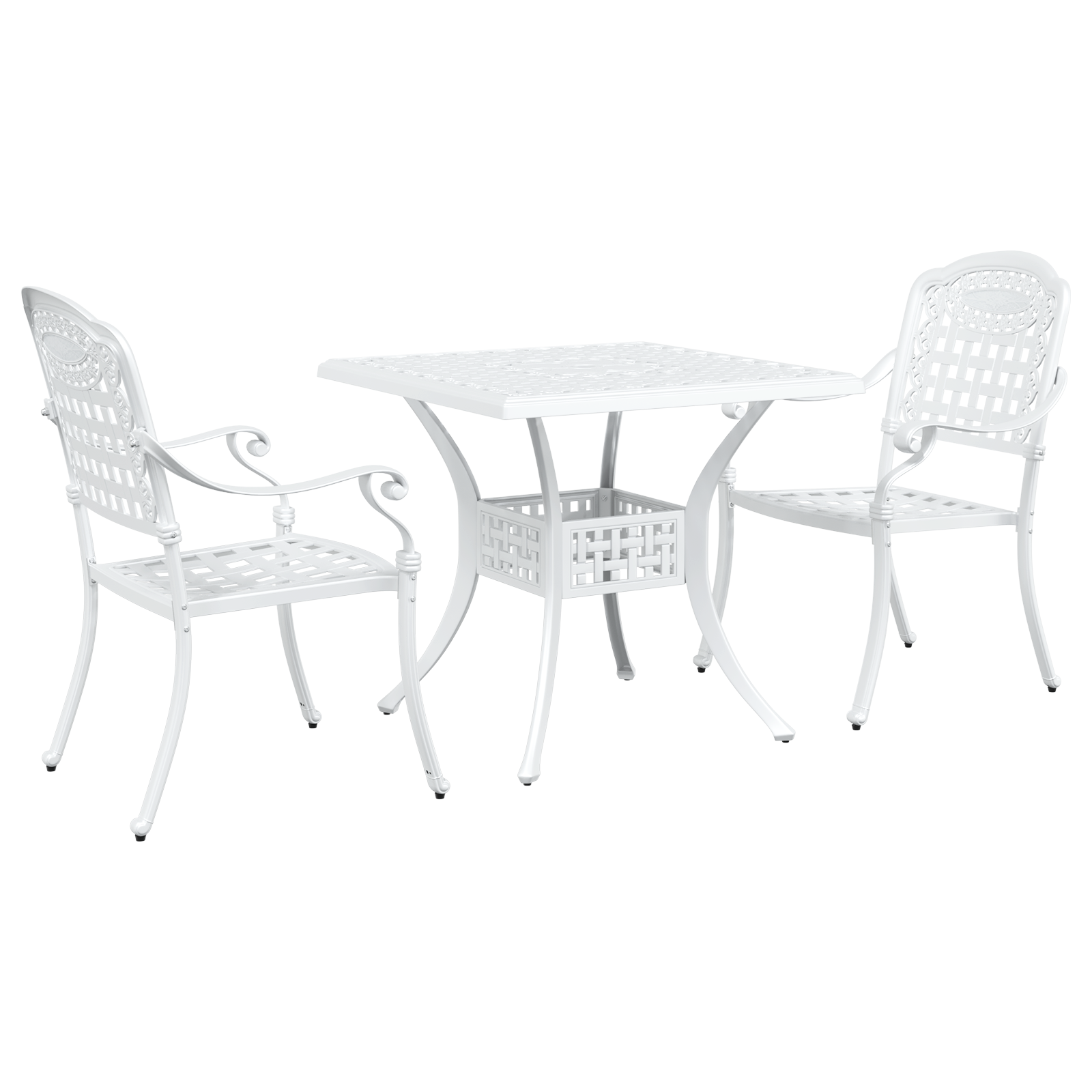 Ensemble de Bistro de Jardin 3 Pièces vidaXL en Aluminium Blanc Chaises de jardin vidaXL