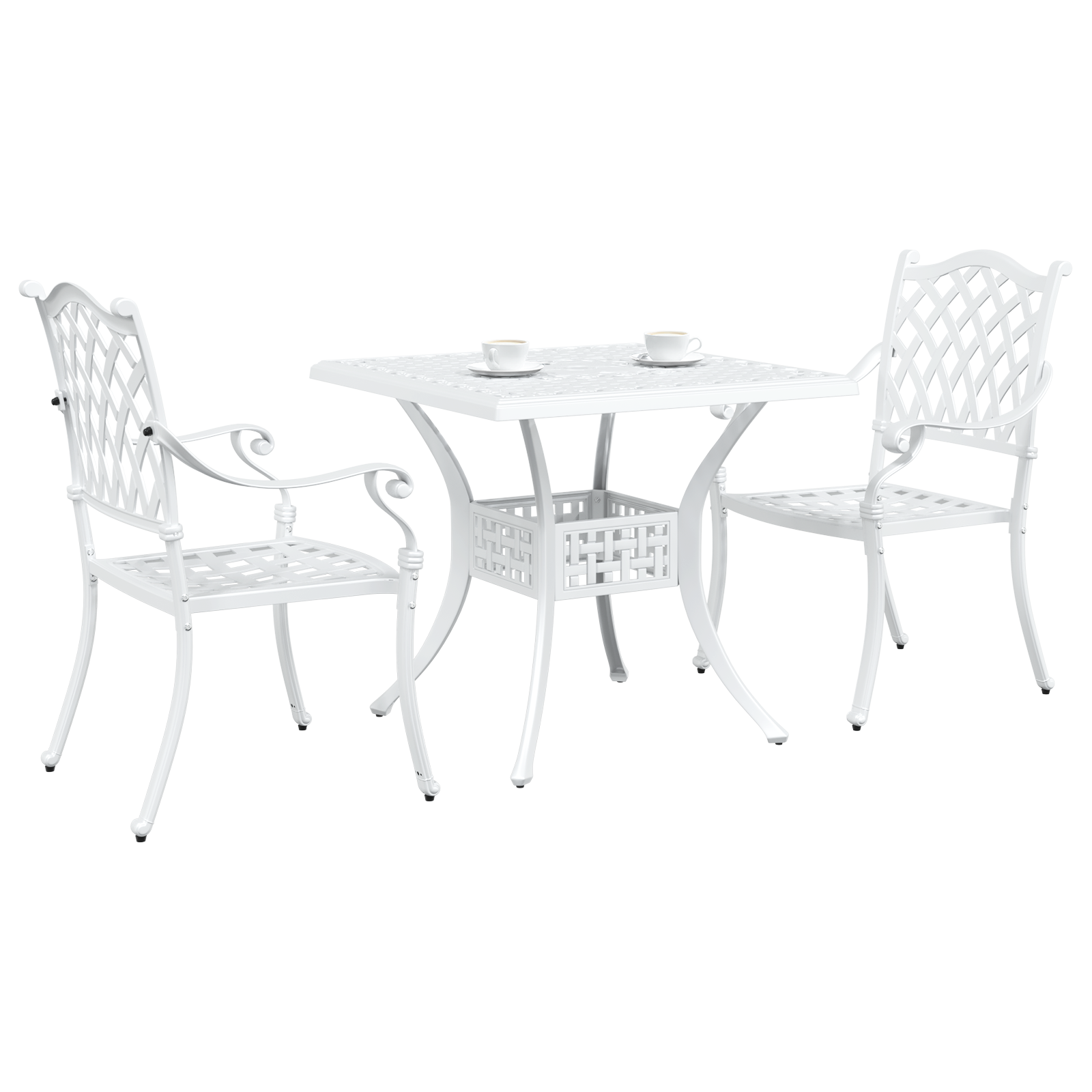 Ensemble Bistro de Jardin 3 Pièces vidaXL en Aluminium Blanc Chaises de jardin vidaXL