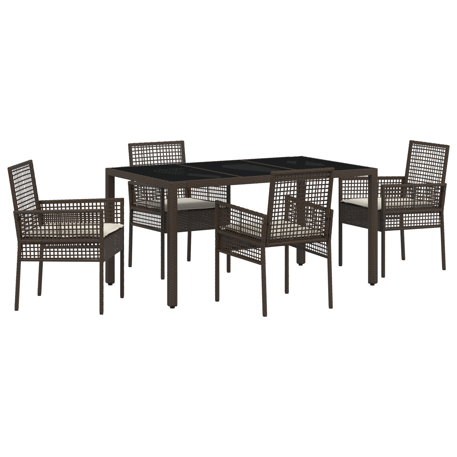 Ensemble de Salle à Manger de Jardin en 5 Pièces avec Coussins en Poly Rattan Marron Chaises de jardin vidaXL