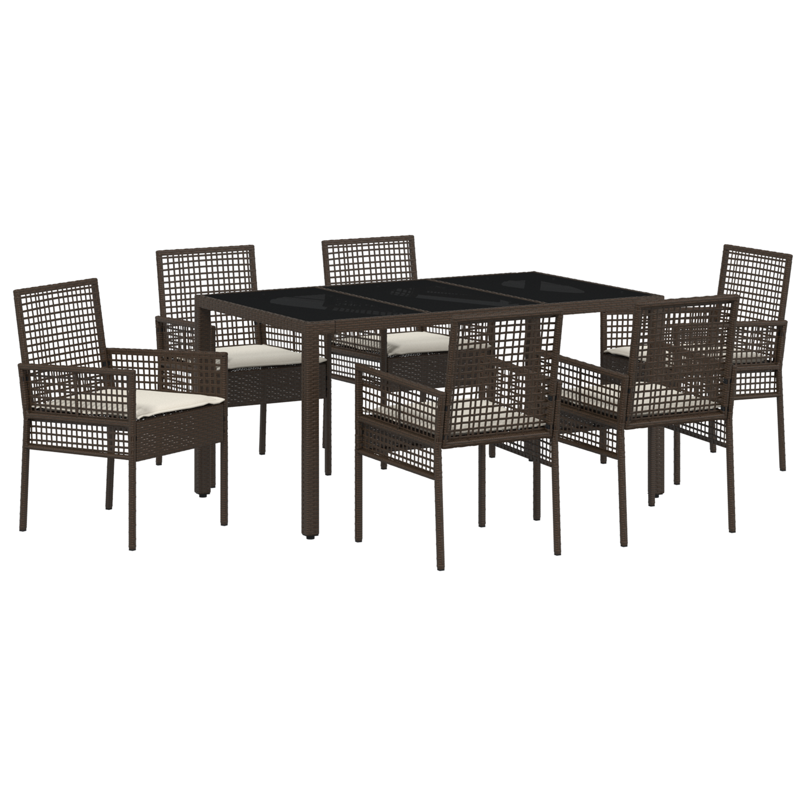 Ensemble de salle à manger de jardin 7 pièces avec coussins en poly rotin marron Chaises de jardin vidaXL