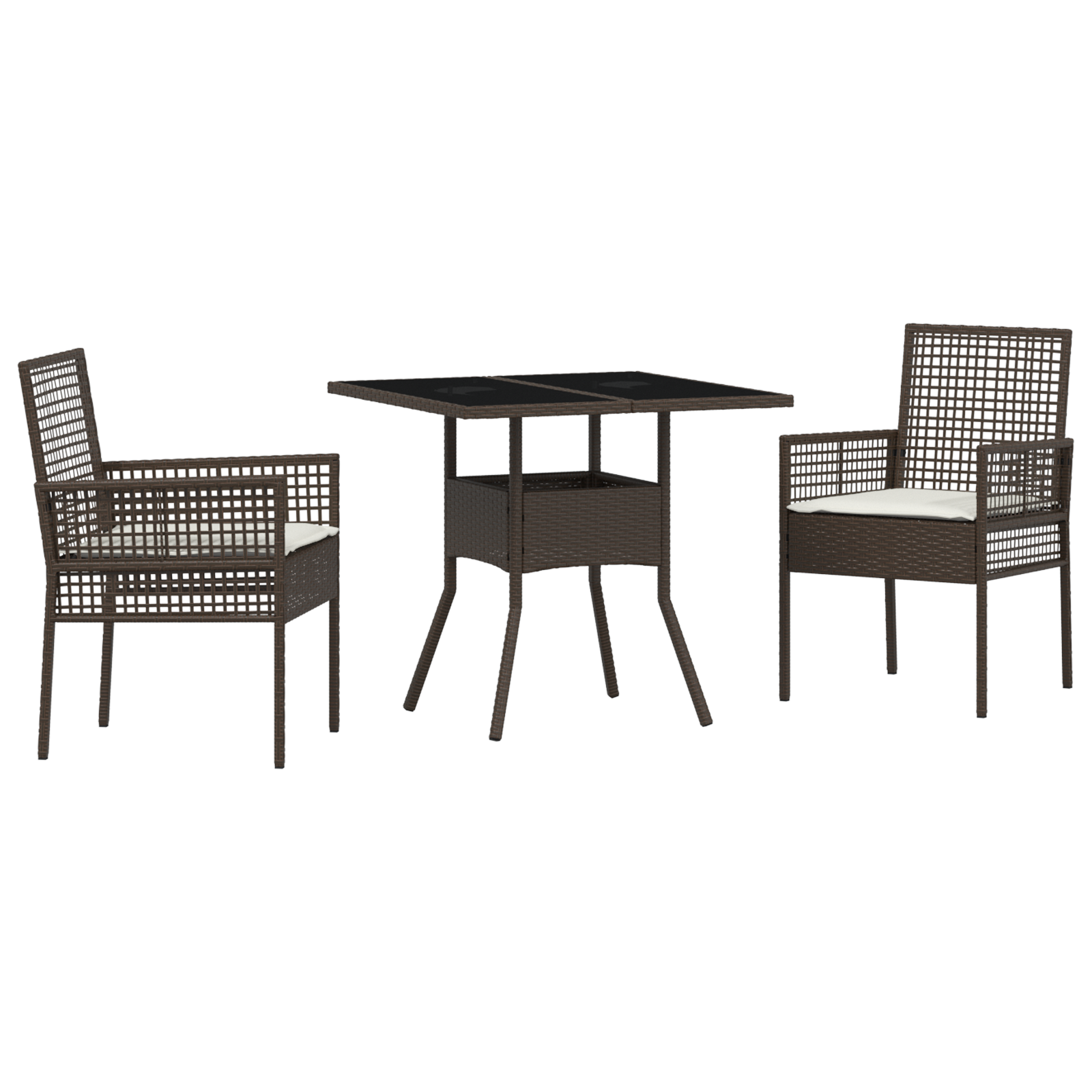 Ensemble Salle à Manger 3 Pièces Marron Rattan Poly Chaises de jardin vidaXL