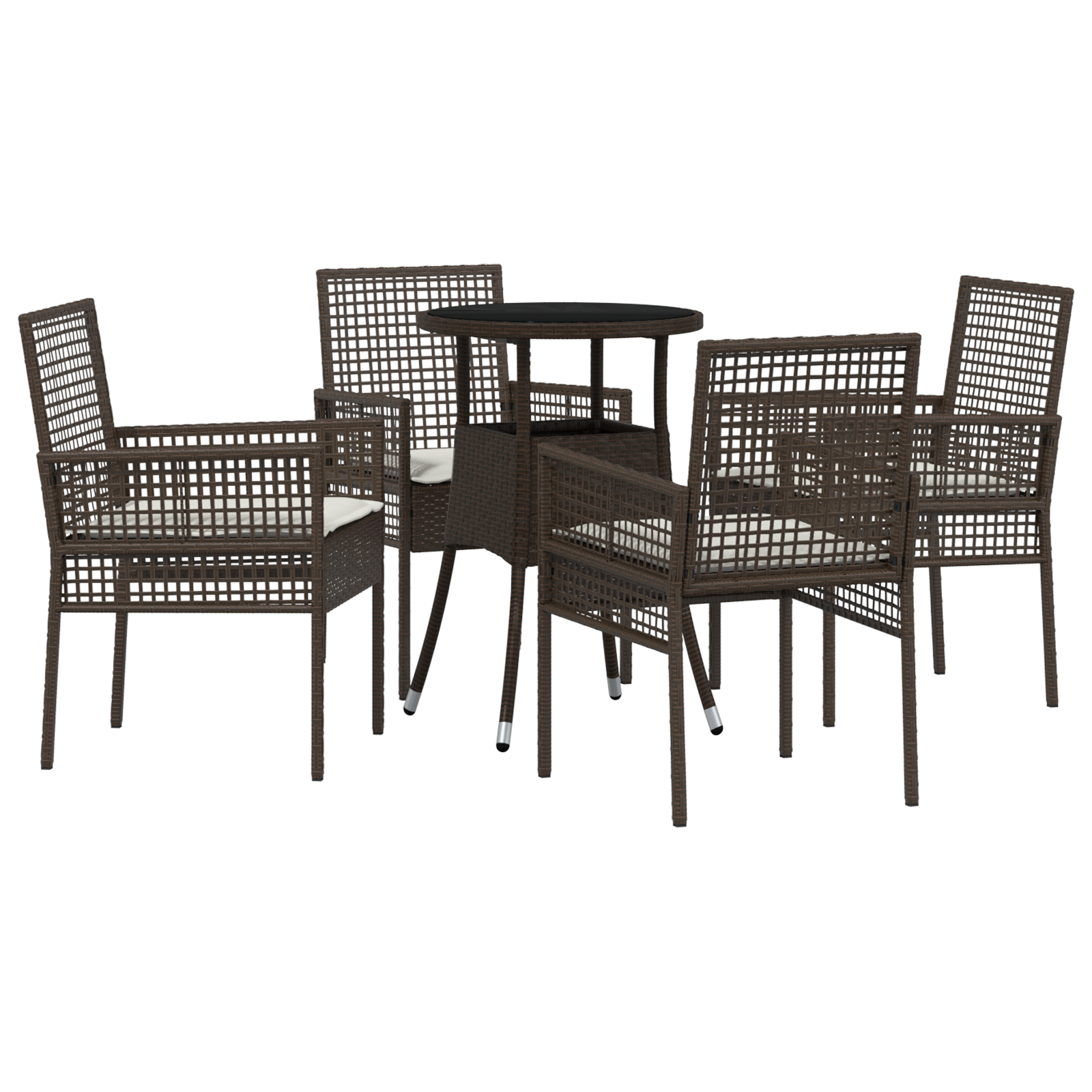 Ensemble de salle à manger de jardin de 5 pièces Marron Poly Rattan Chaises de jardin vidaXL