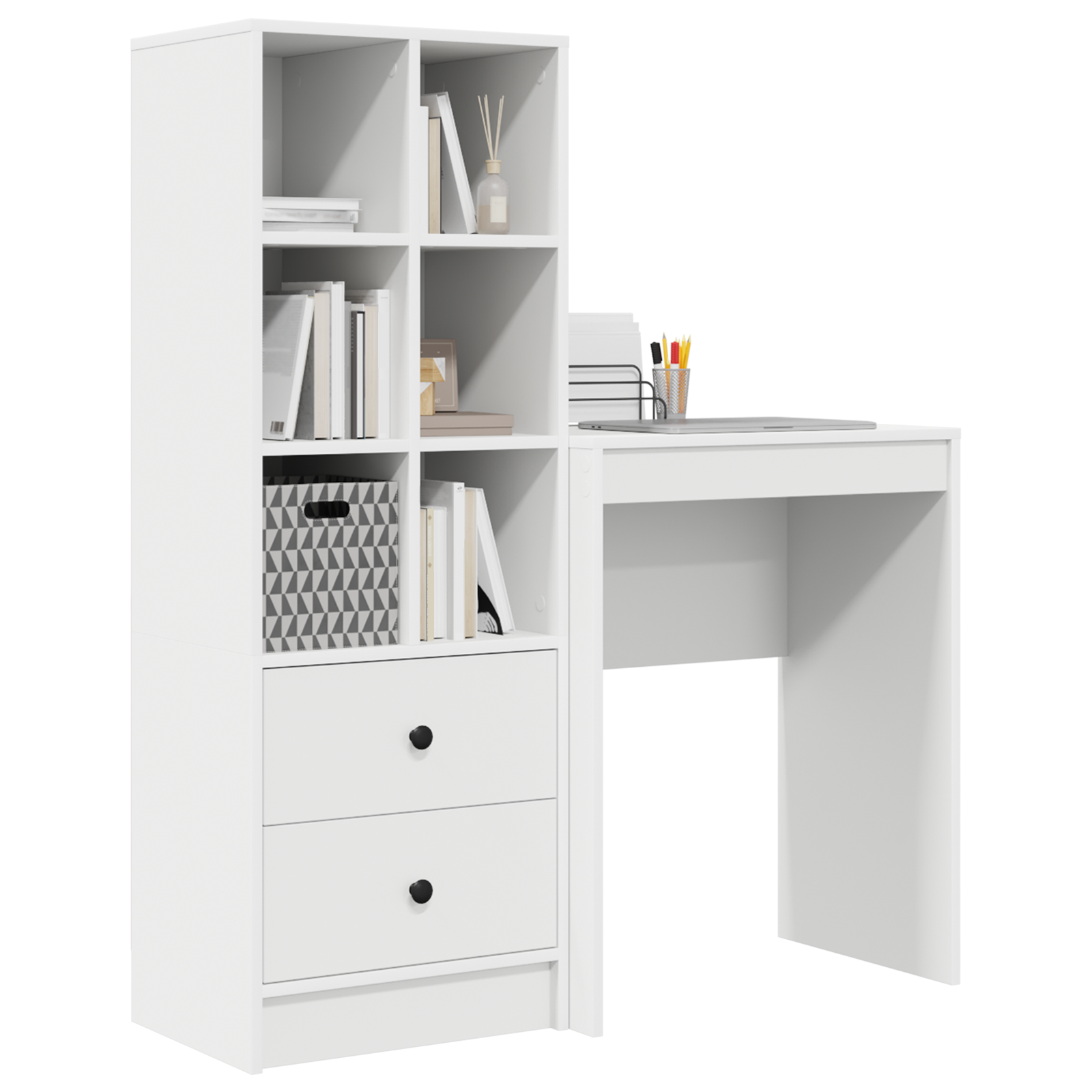 Bureau avec tiroir avec étagère avec stockage 2 pcs Blanc - XIOS