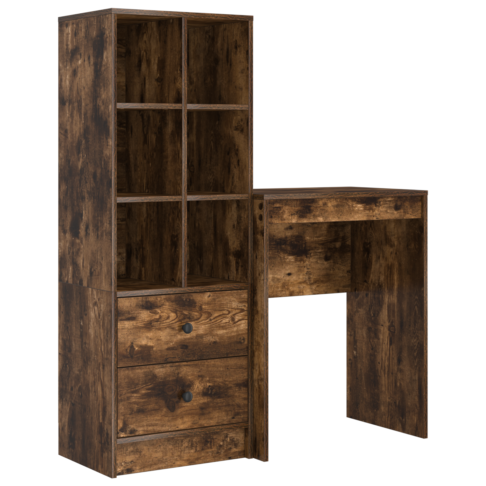 Bureau avec rangement Chêne fumé Bois d'ingénierie