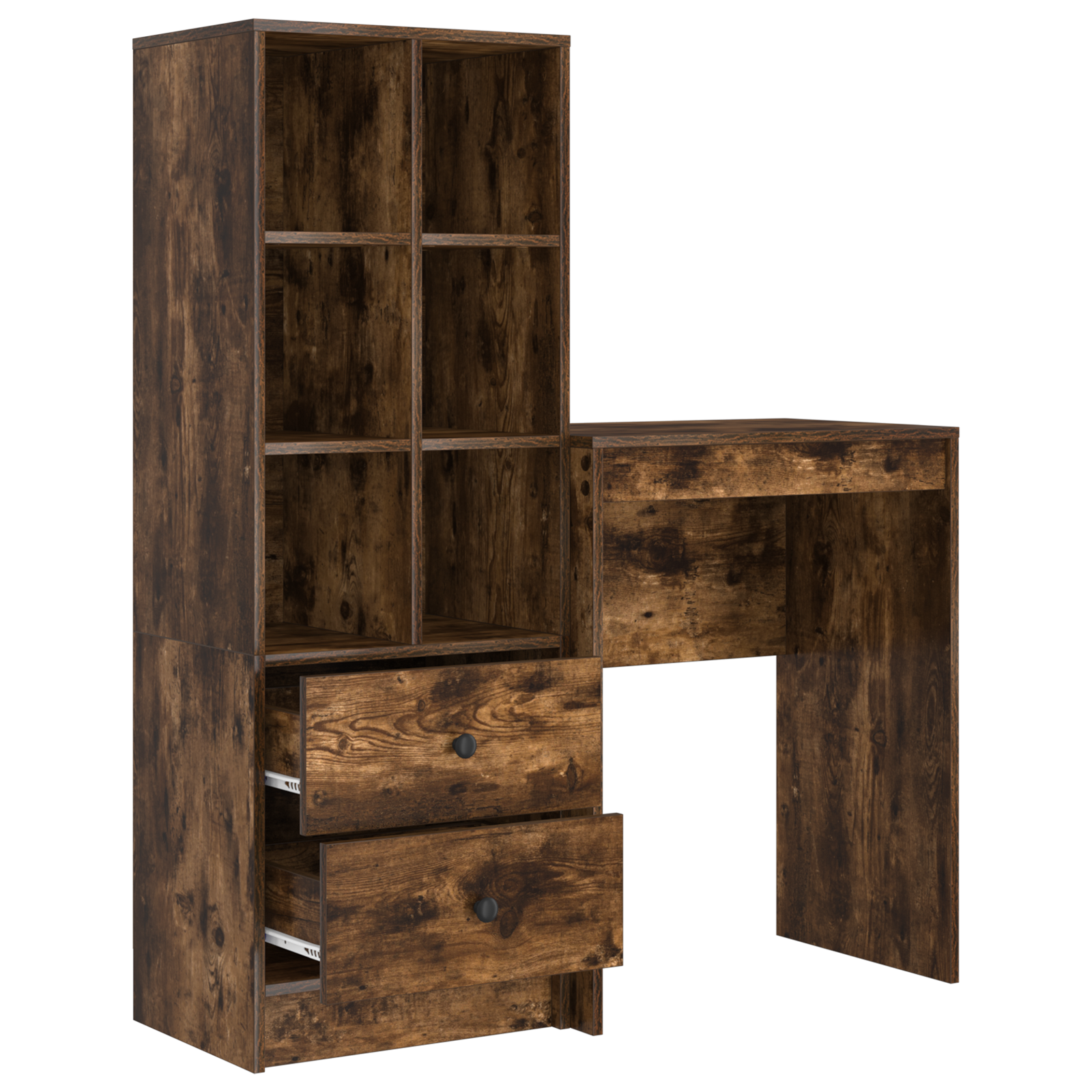 Bureau avec rangement Chêne fumé Bois d'ingénierie