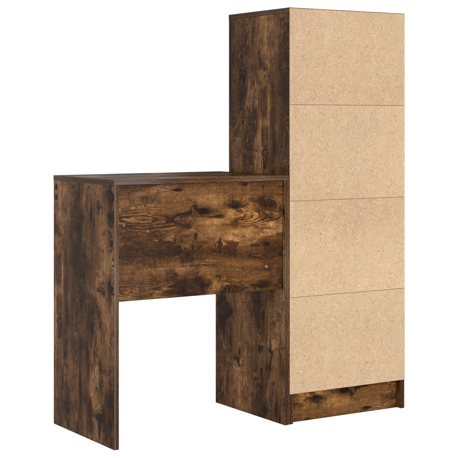 Bureau avec rangement Chêne fumé Bois d'ingénierie