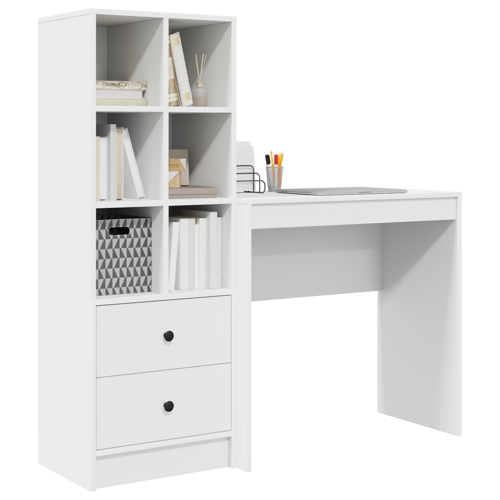 Bureau avec tiroir avec étagère avec stockage 2 pcs Blanc - XIOS