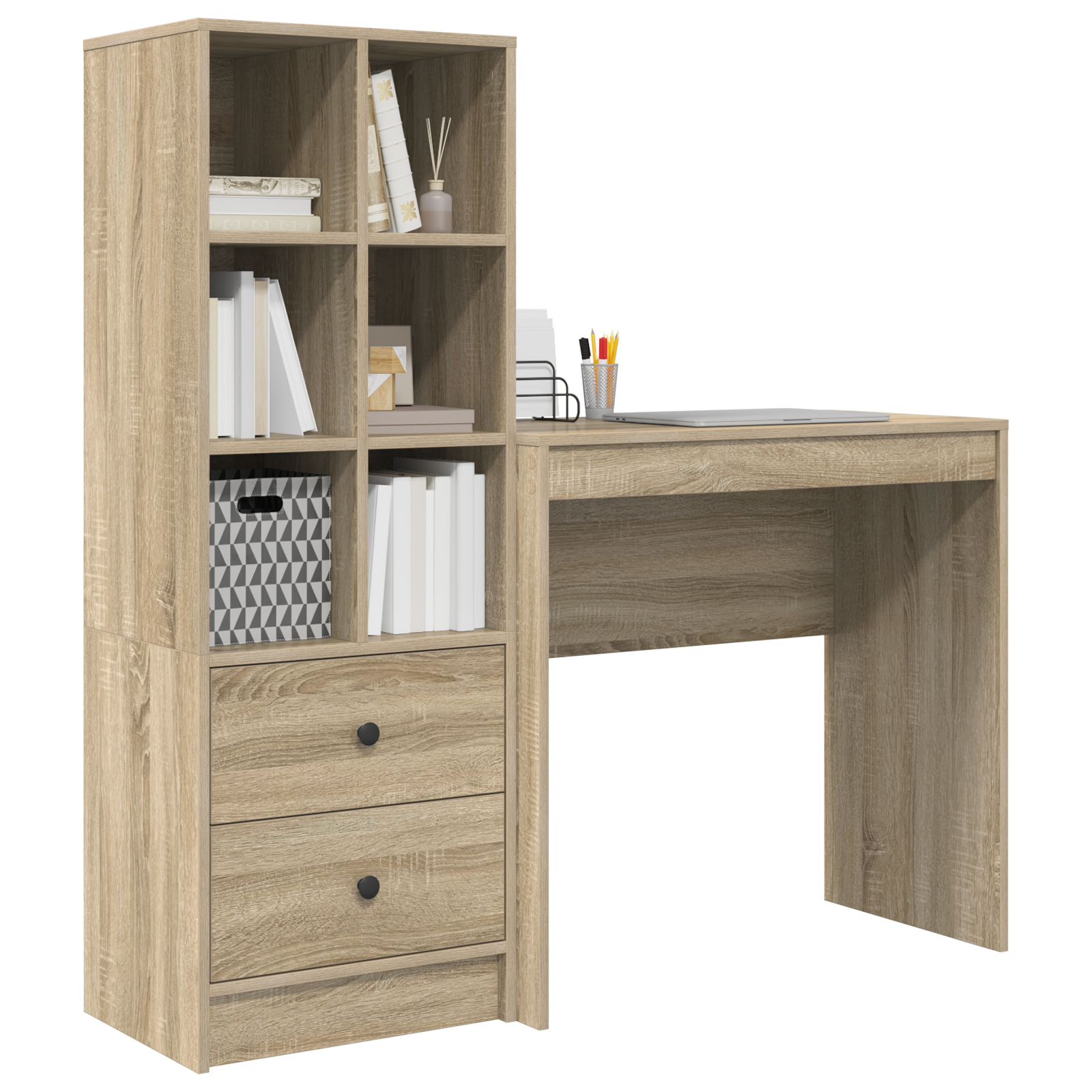 Bureau avec tiroir avec étagère 2 pcs Chêne Sonoma - XIOS