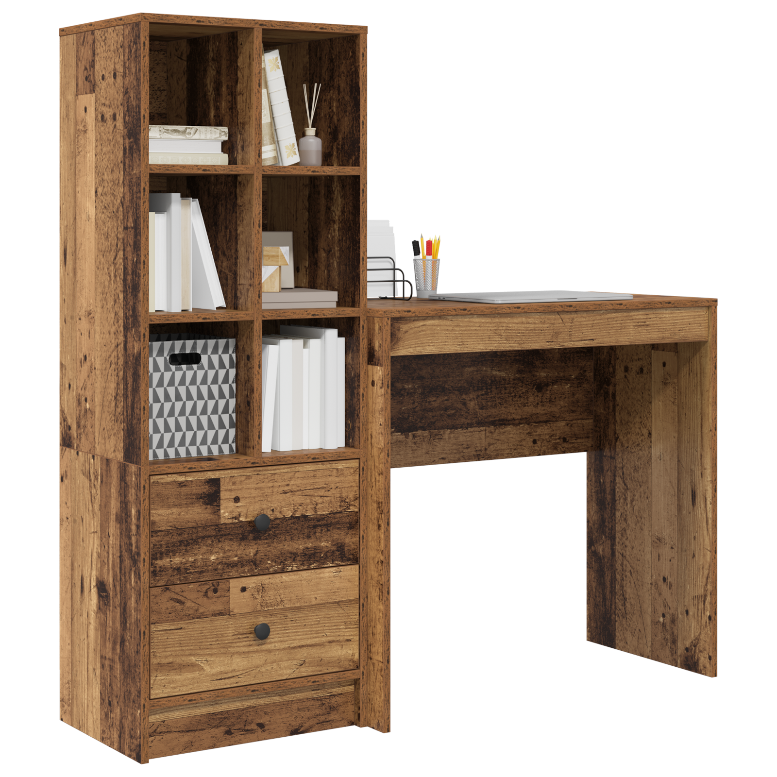 Bureau avec tiroir avec étagère avec stockage 2 pcs Bois ancien - XIOS