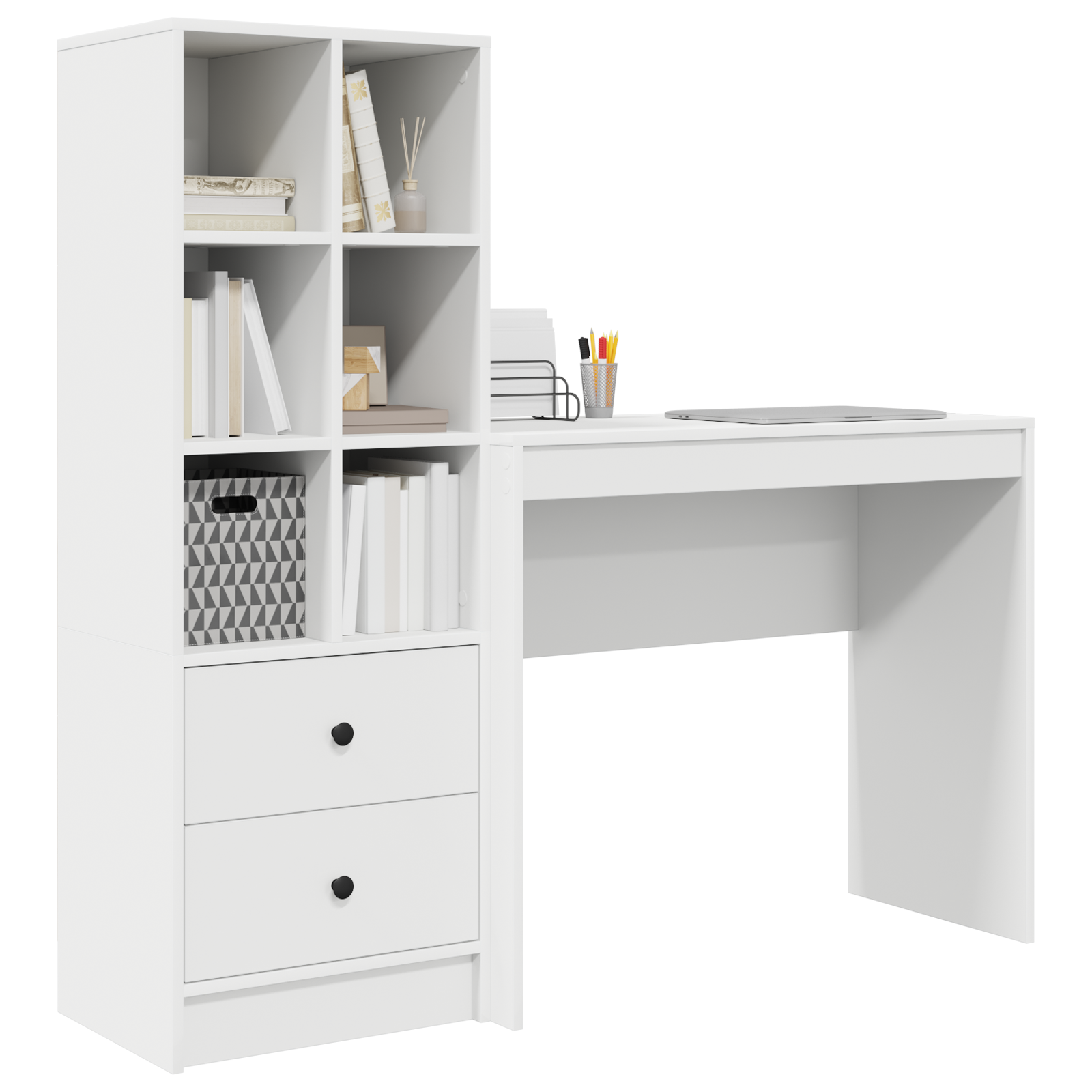 Bureau avec tiroir avec étagère avec stockage 2 pcs Blanc - XIOS