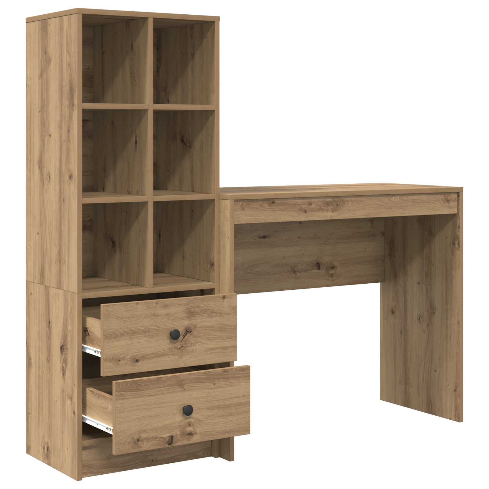 Bureau avec tiroir avec étagère 2 pcs Chêne artisanal - XIOS