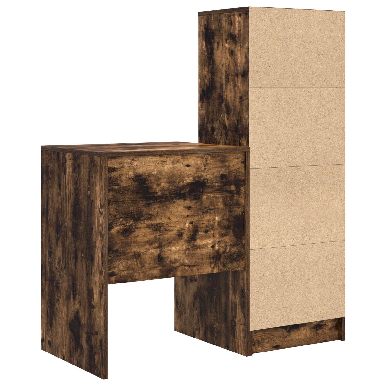 Bureau avec tiroir avec étagère avec stockage 2 pcs Chêne fumé - XIOS