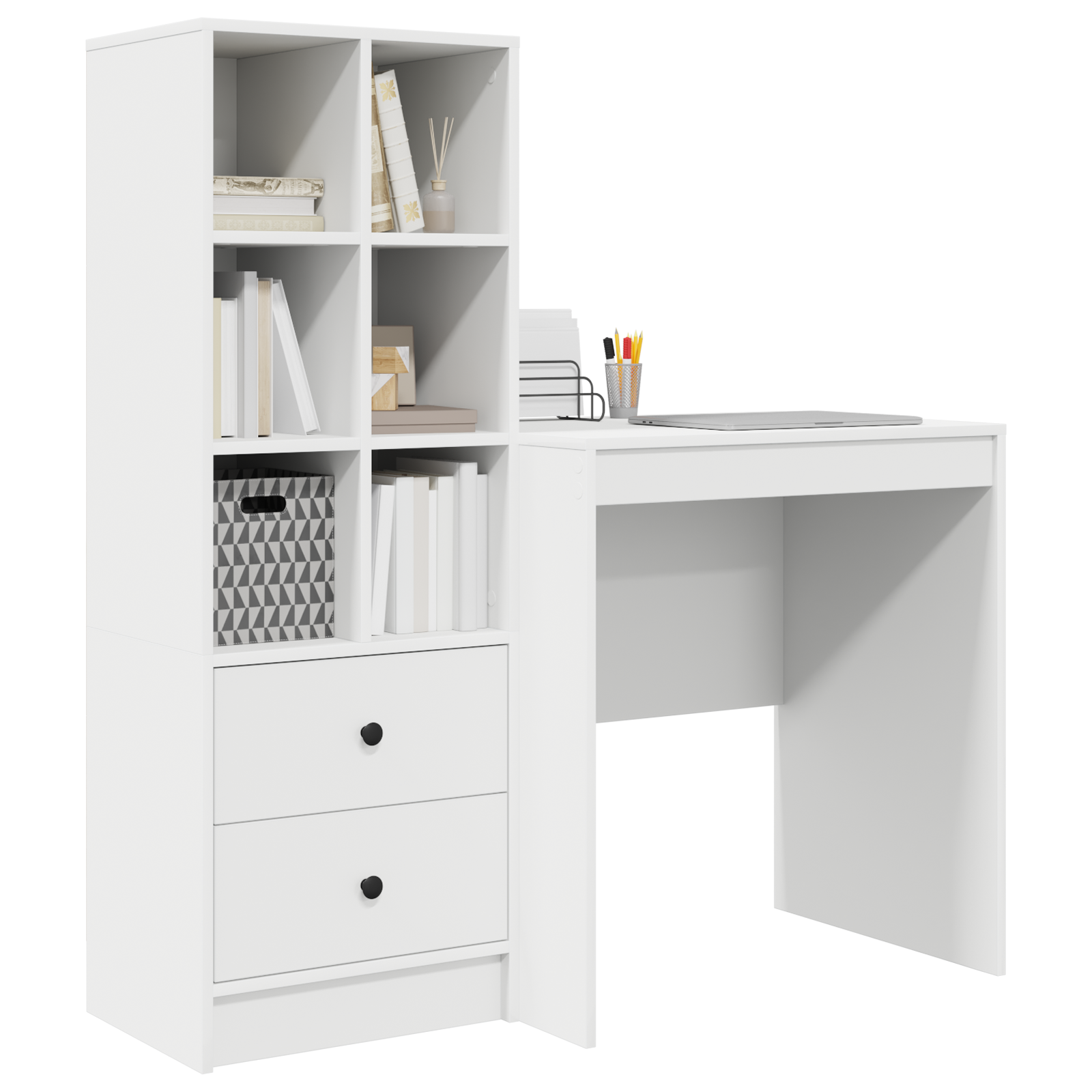 Bureau avec tiroir avec étagère avec stockage 2 pcs Blanc - XIOS
