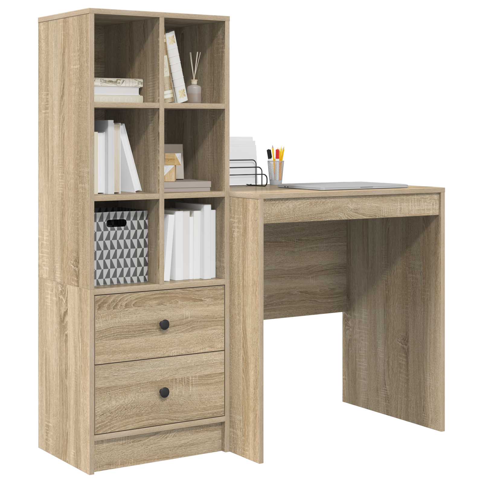 Bureau avec tiroir avec étagère 2 pcs Chêne Sonoma - XIOS