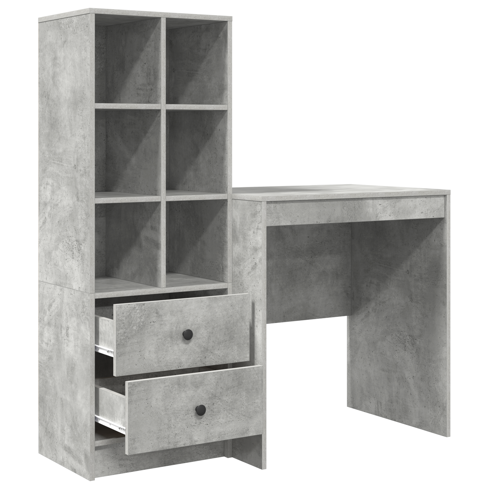 Bureau avec tiroir avec étagère avec stockage 2 pcs Gris béton - XIOS