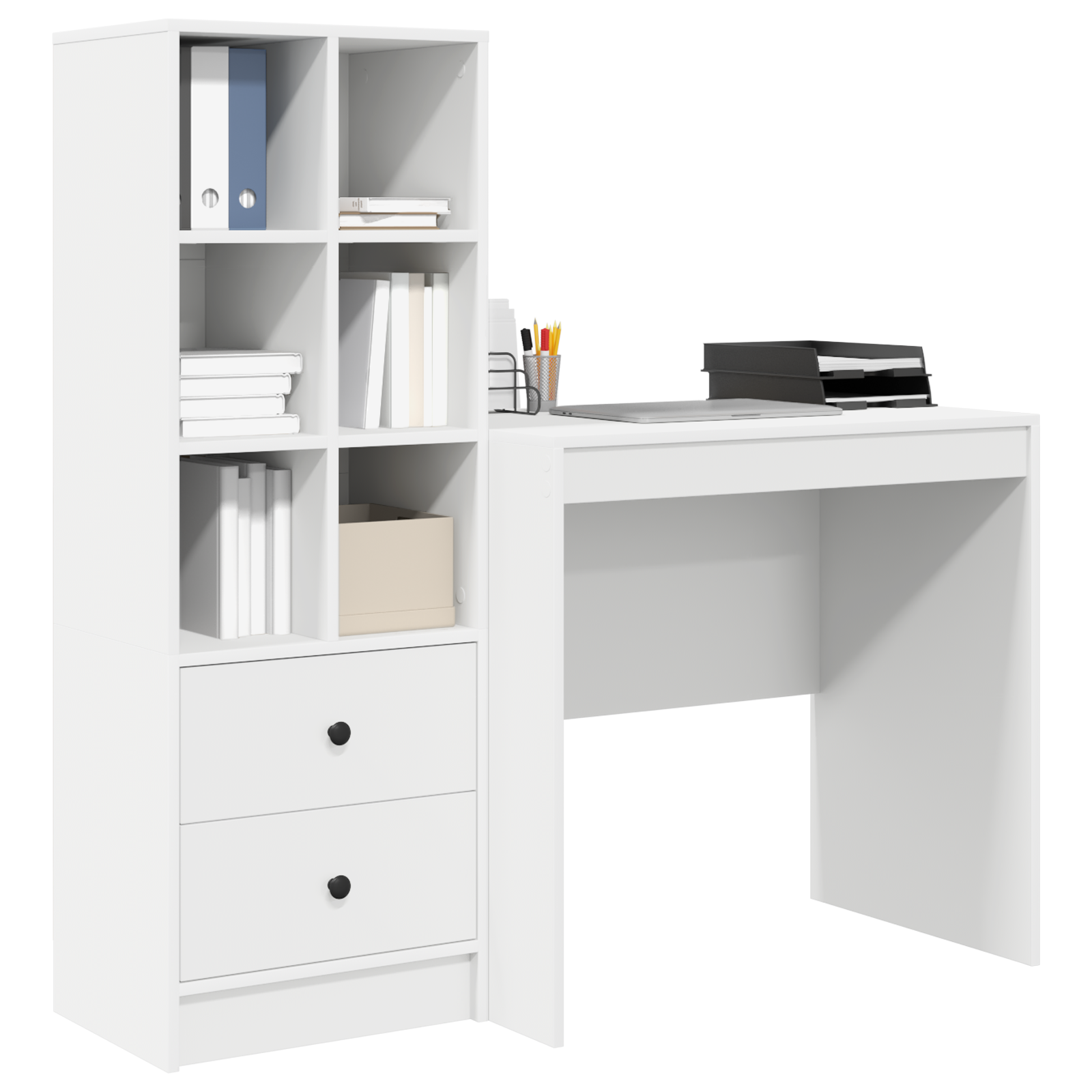 Bureau avec tiroir avec étagère avec stockage 2 pcs Blanc - XIOS
