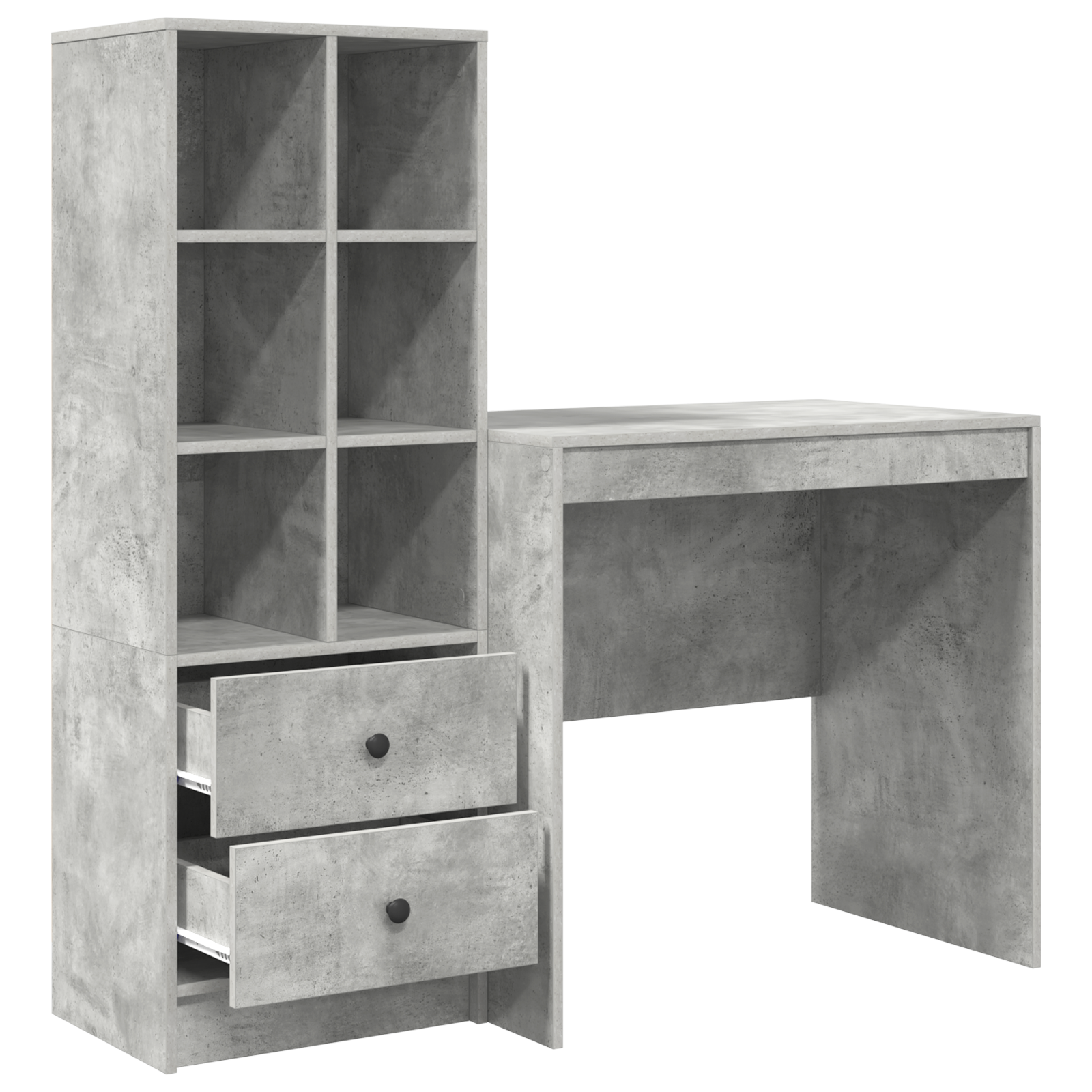 Bureau avec tiroir avec étagère avec stockage 2 pcs Gris béton - XIOS
