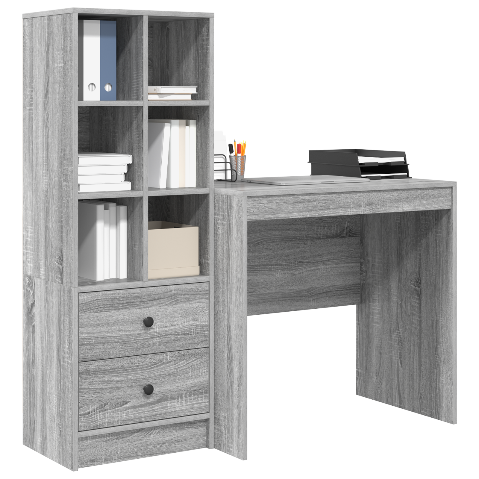 Bureau avec tiroir avec étagère avec stockage 2 pcs Gris Sonoma - XIOS
