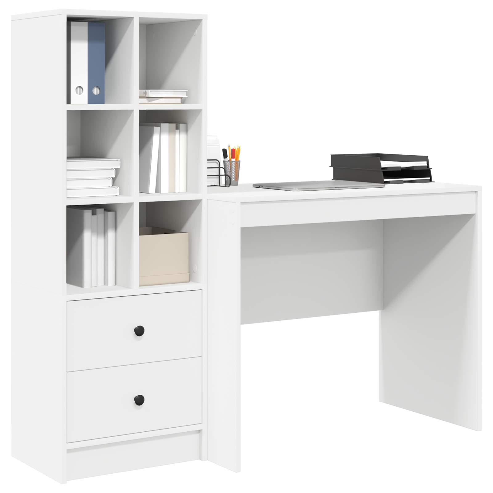 Bureau avec tiroir avec étagère avec stockage 2 pcs Blanc - XIOS